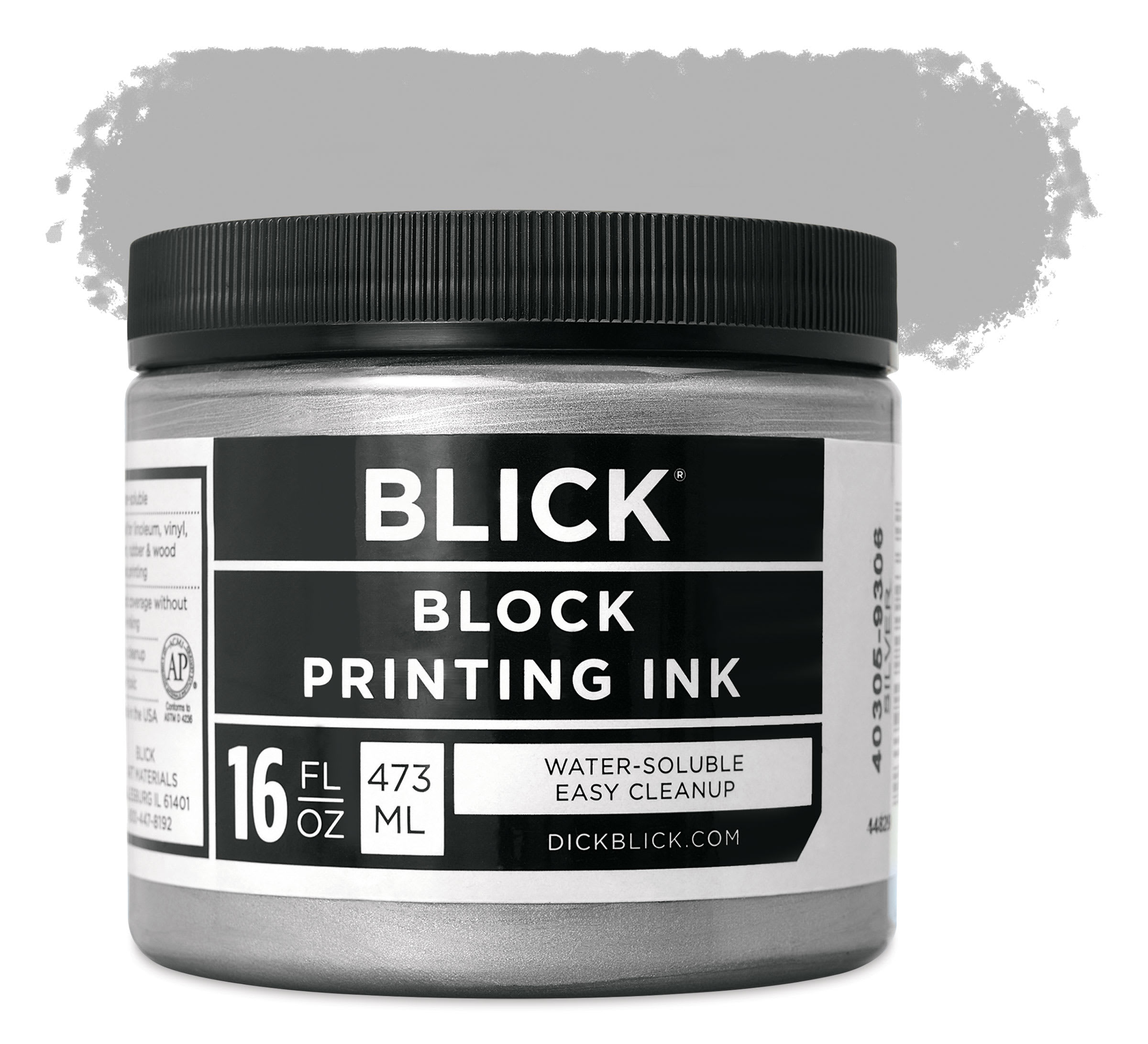 Blick Water-Soluble Block Printing Ink - Silver, 16 oz Jar