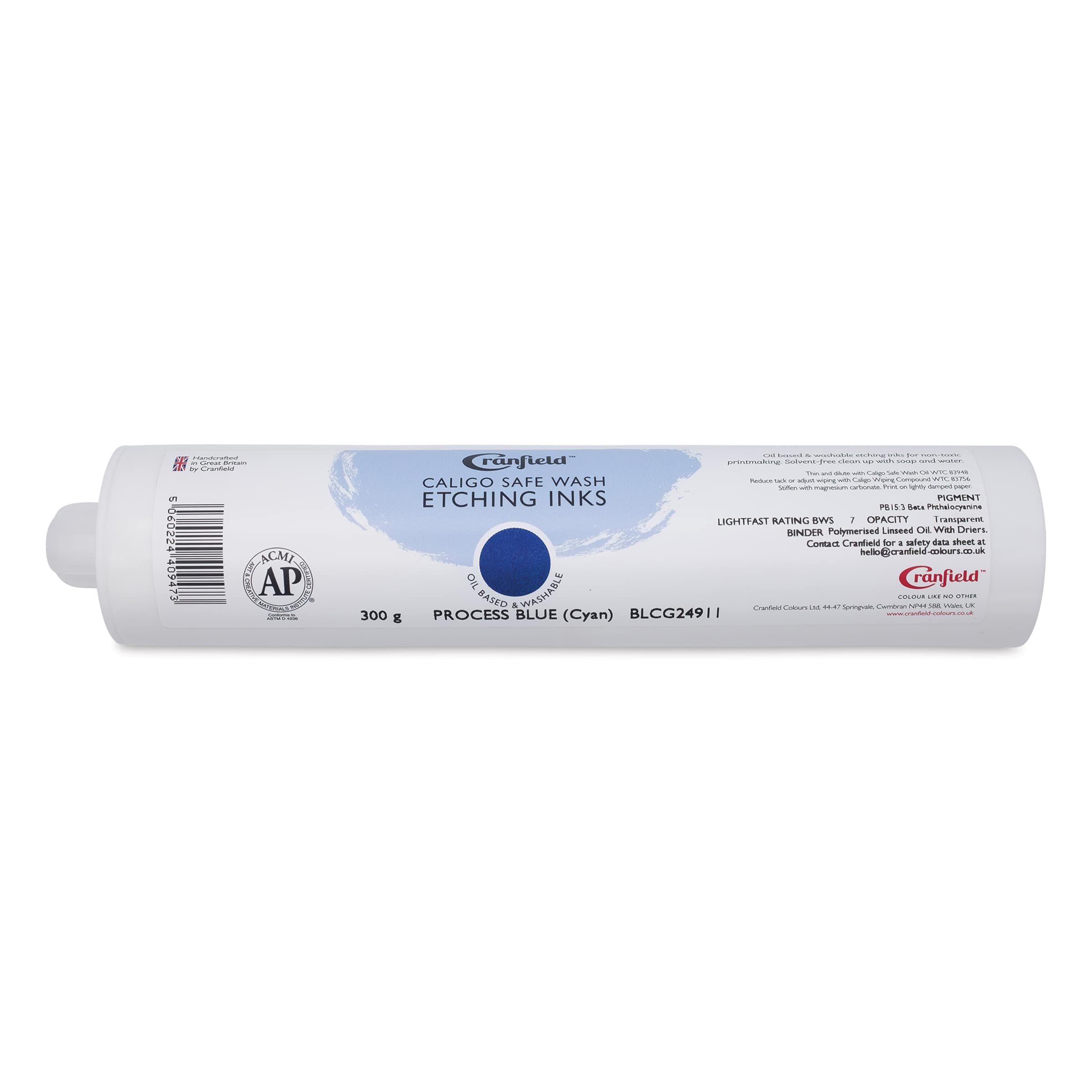 Cranfield Caligo Safe Wash Etching Ink Cartridge - Process Blue (Cyan), 300 g