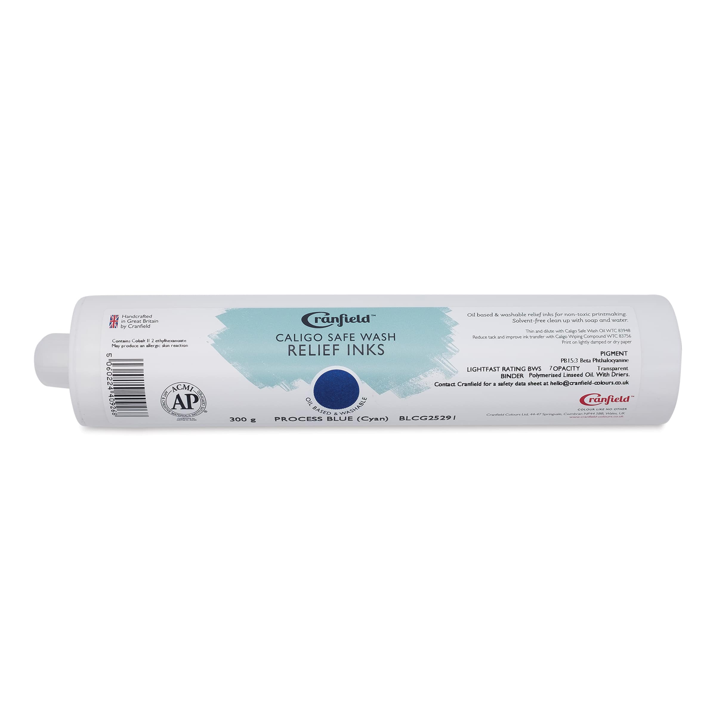 Cranfield Caligo Safe Wash Relief Ink Cartridge - Process Blue (Cyan), 300 g
