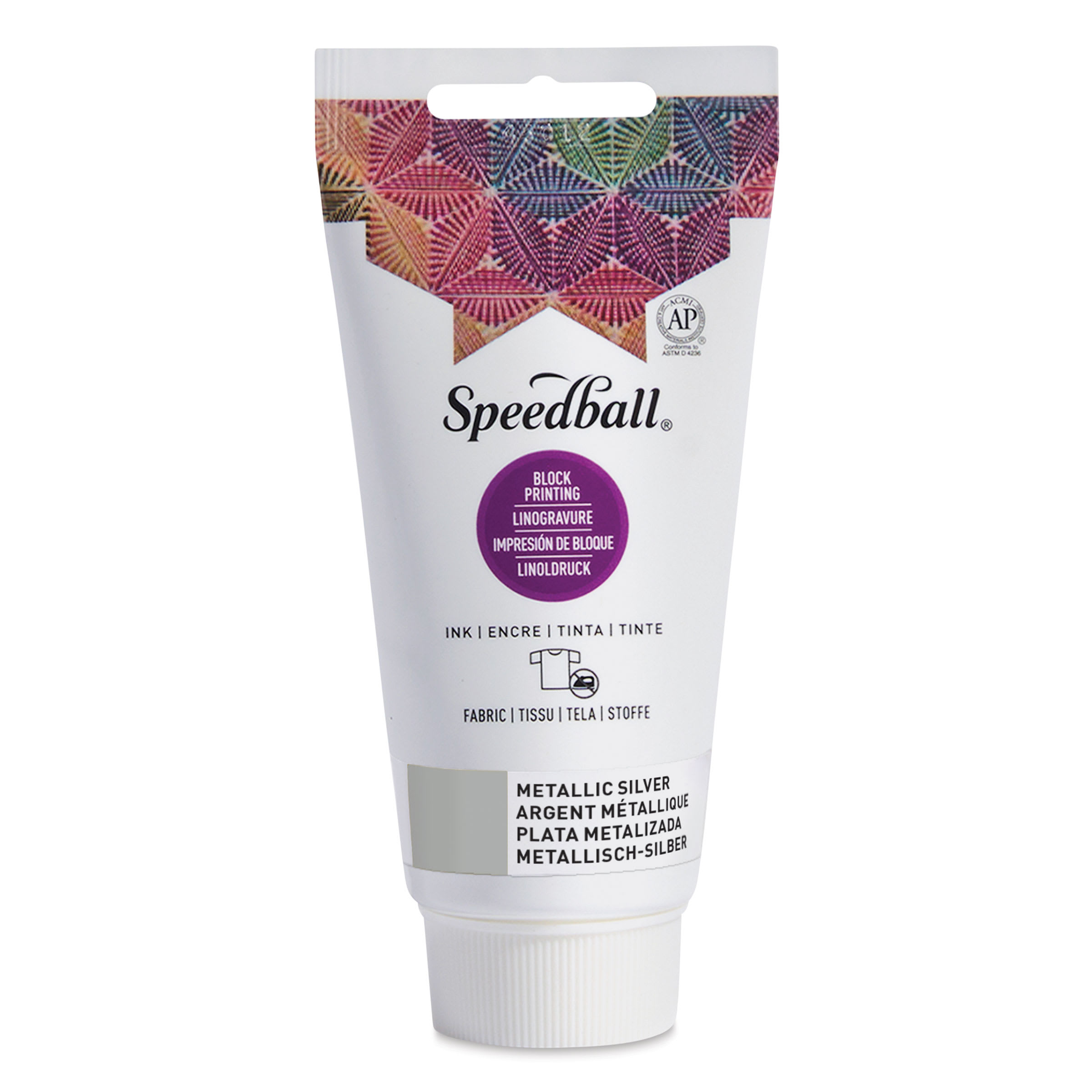 Speedball Fabric and Paper Block Printing Ink - Metallic Silver, 2.5 oz