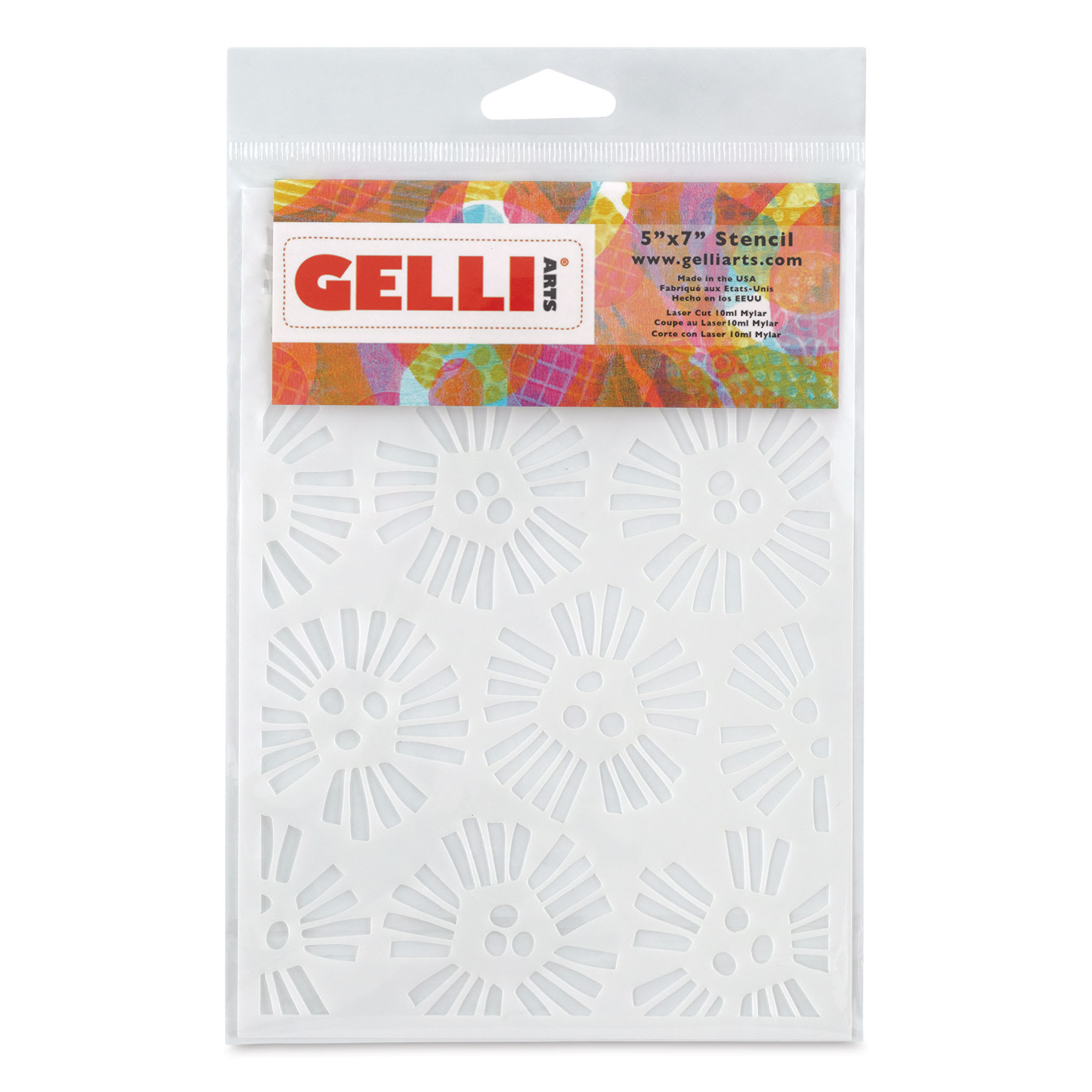 Gelli Arts Stencil - Abstract Flower, 5" x 7"