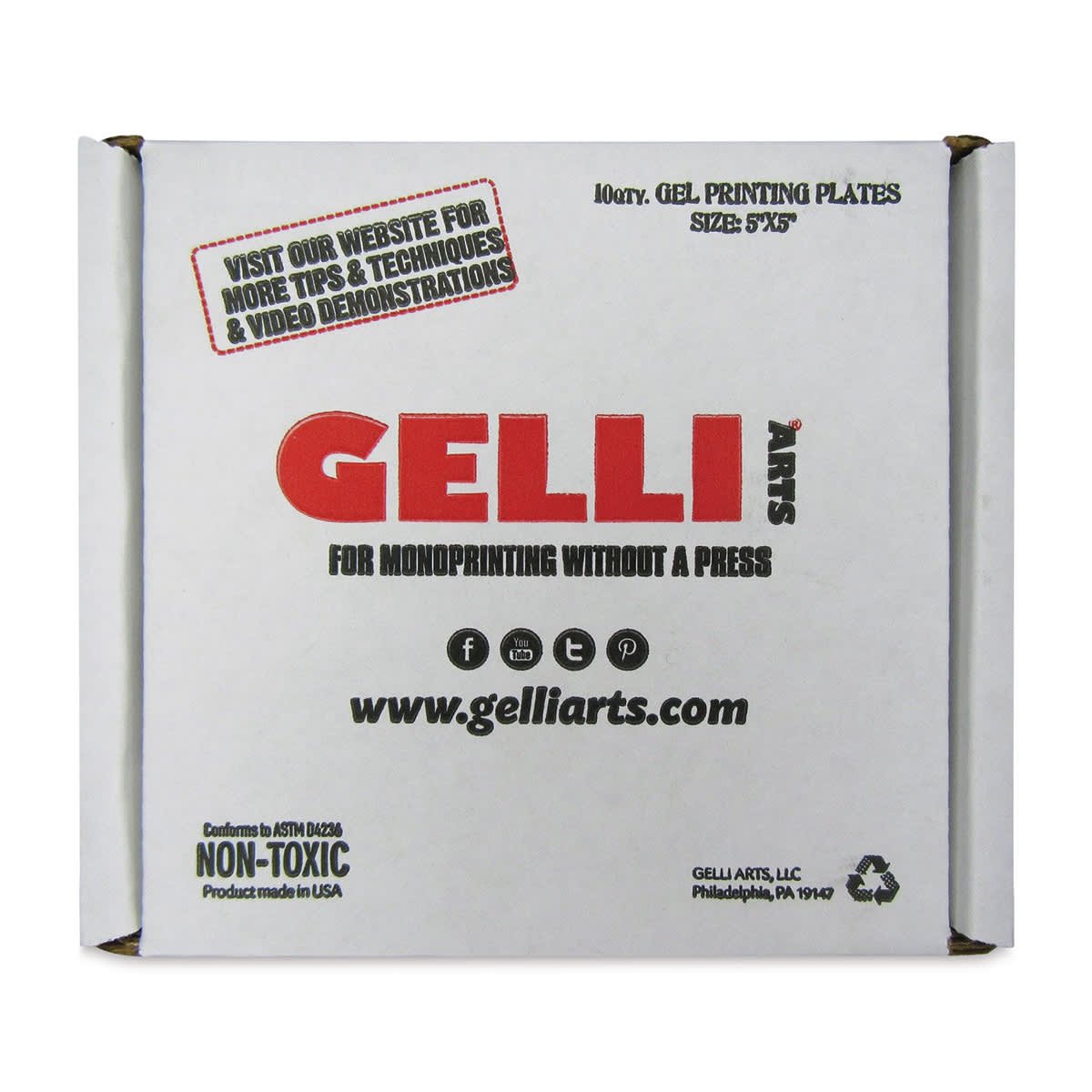 Gelli Arts Gel Printing Plates - Student Class Pack, 5" x 5", Square, Pkg of 10