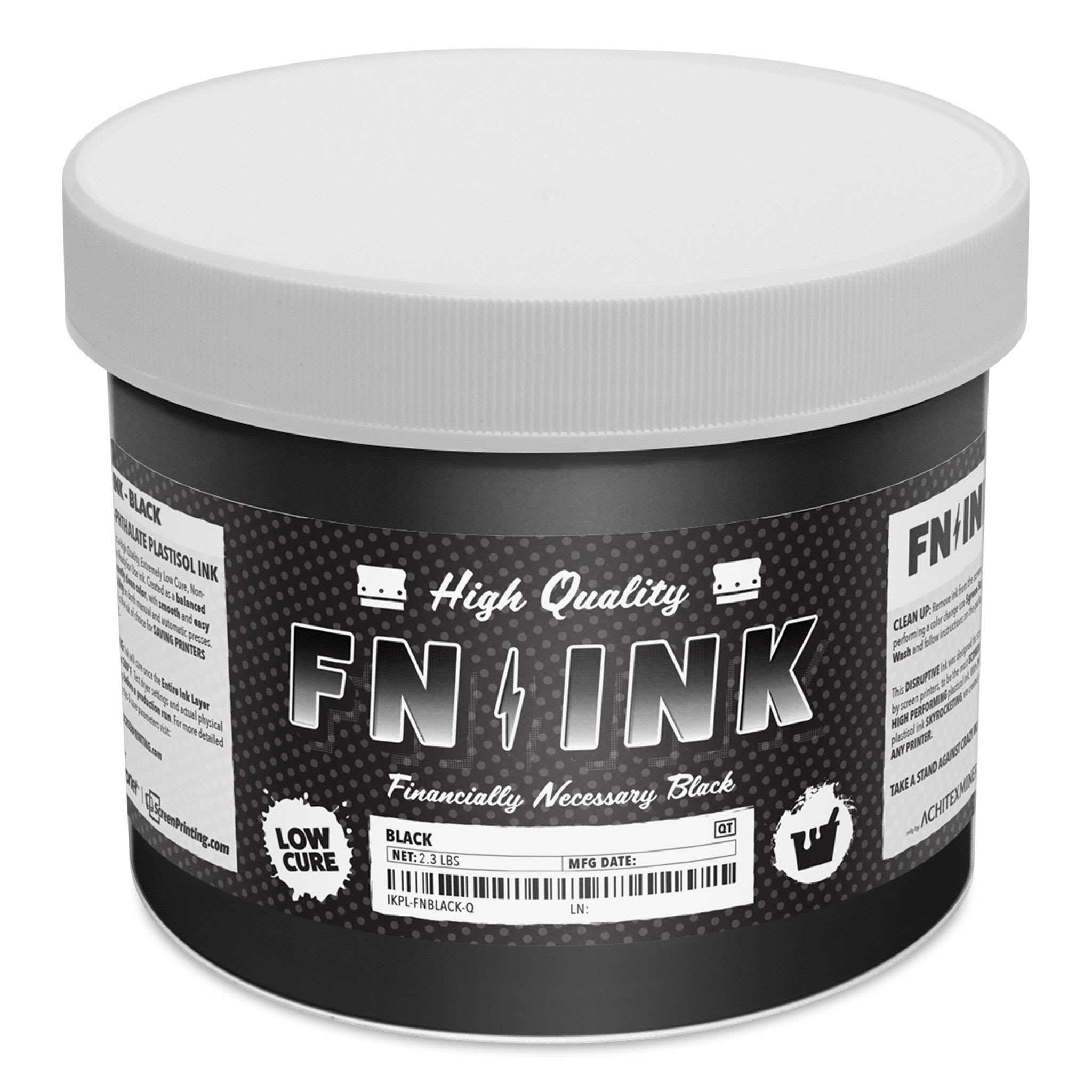 FN Ink Plastisol Screen Printing Ink - Black, Quart