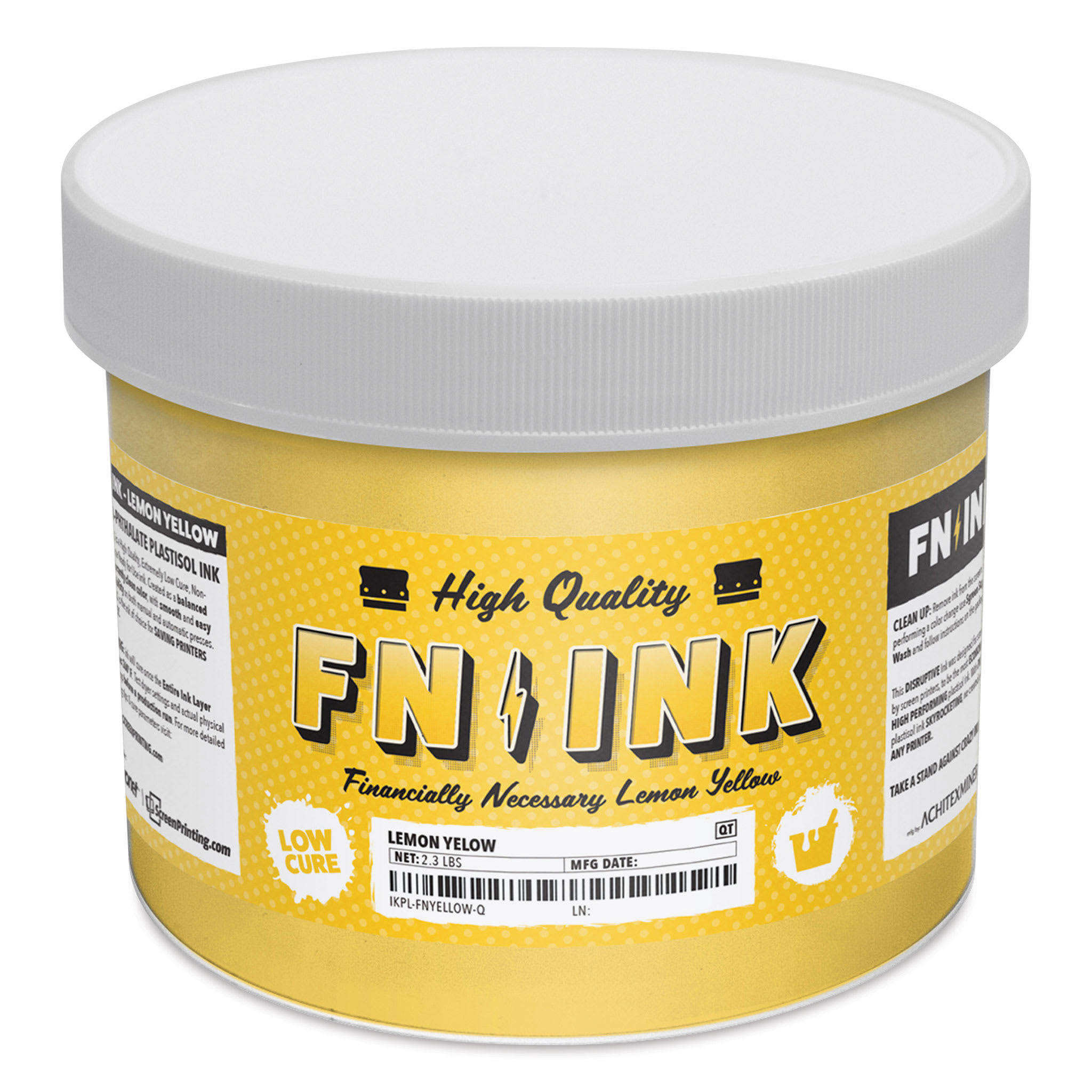 FN Ink Plastisol Screen Printing Ink - Lemon Yellow, Quart