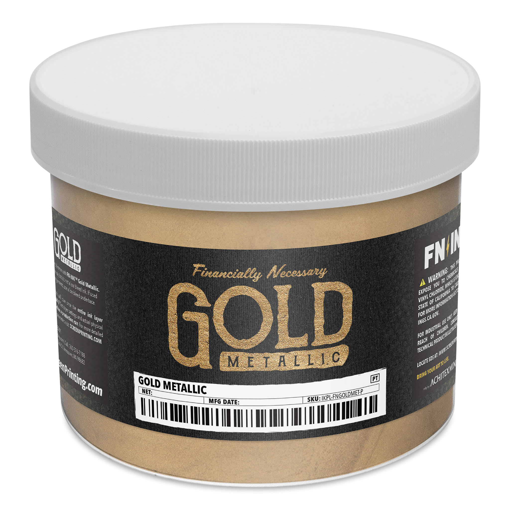 FN Ink Plastisol Screen Printing Ink - Gold Metallic, Quart