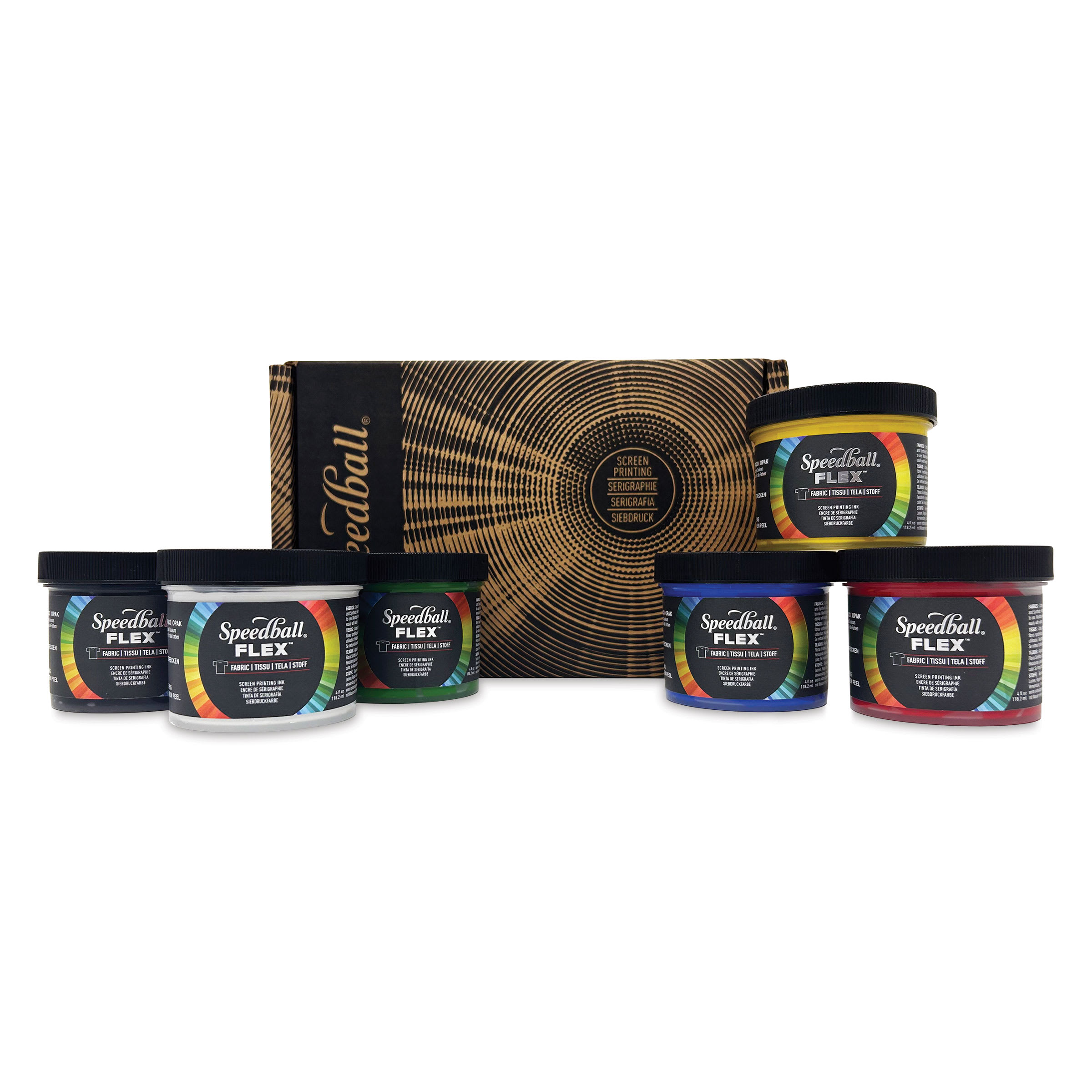 Speedball Flex Screen Printing Fabric Inks- Set of 6, 4 oz