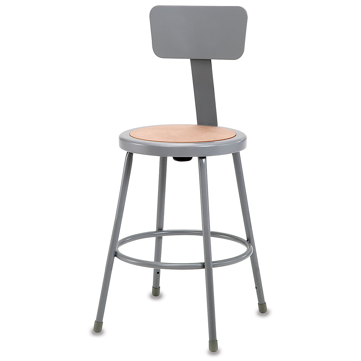 National Public Seating Corp. Fixed Height Stool - 30", with Backrest, Gray