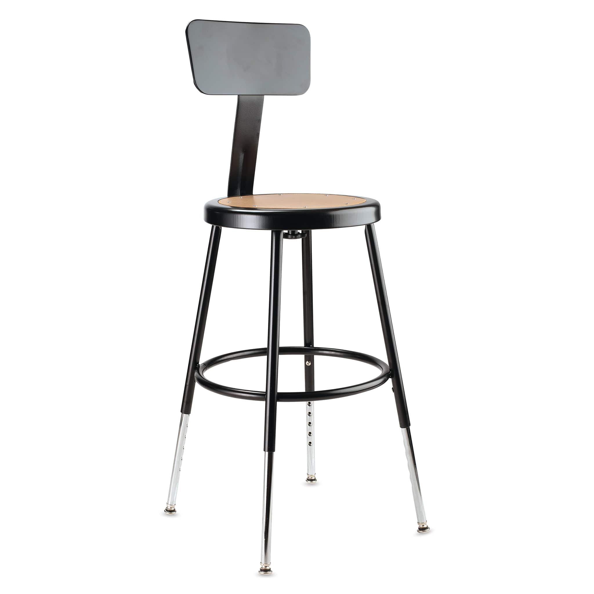 National Public Seating Corp Adjustable Stool with Backrest - Black, 19" to 27"