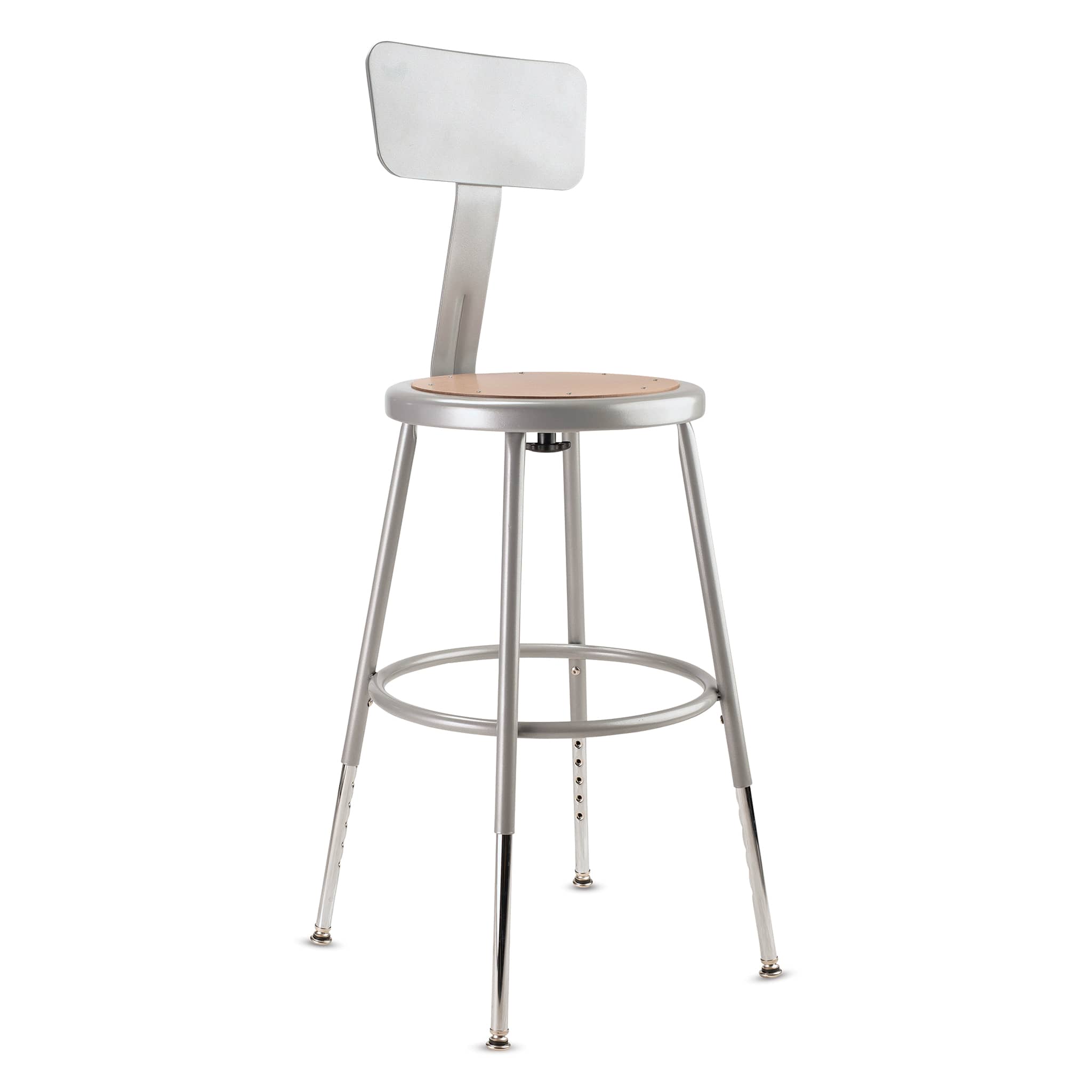 National Public Seating 6218HB Round Stool w/ Solid Back & Masonite Board Seat, Gray