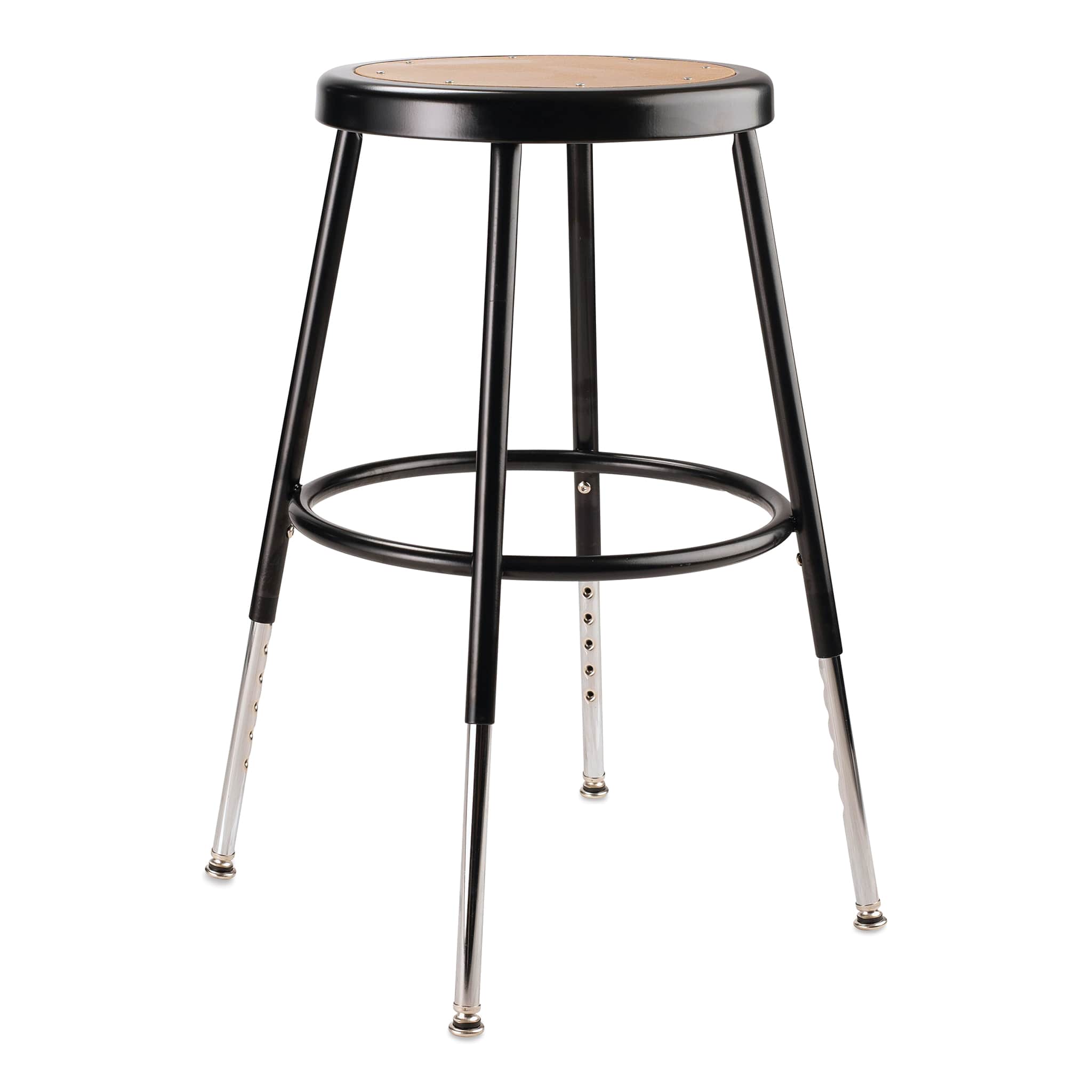 National Public Seating Corp. Adjustable Stool - Without Back Rest, Black, 19" to 27"