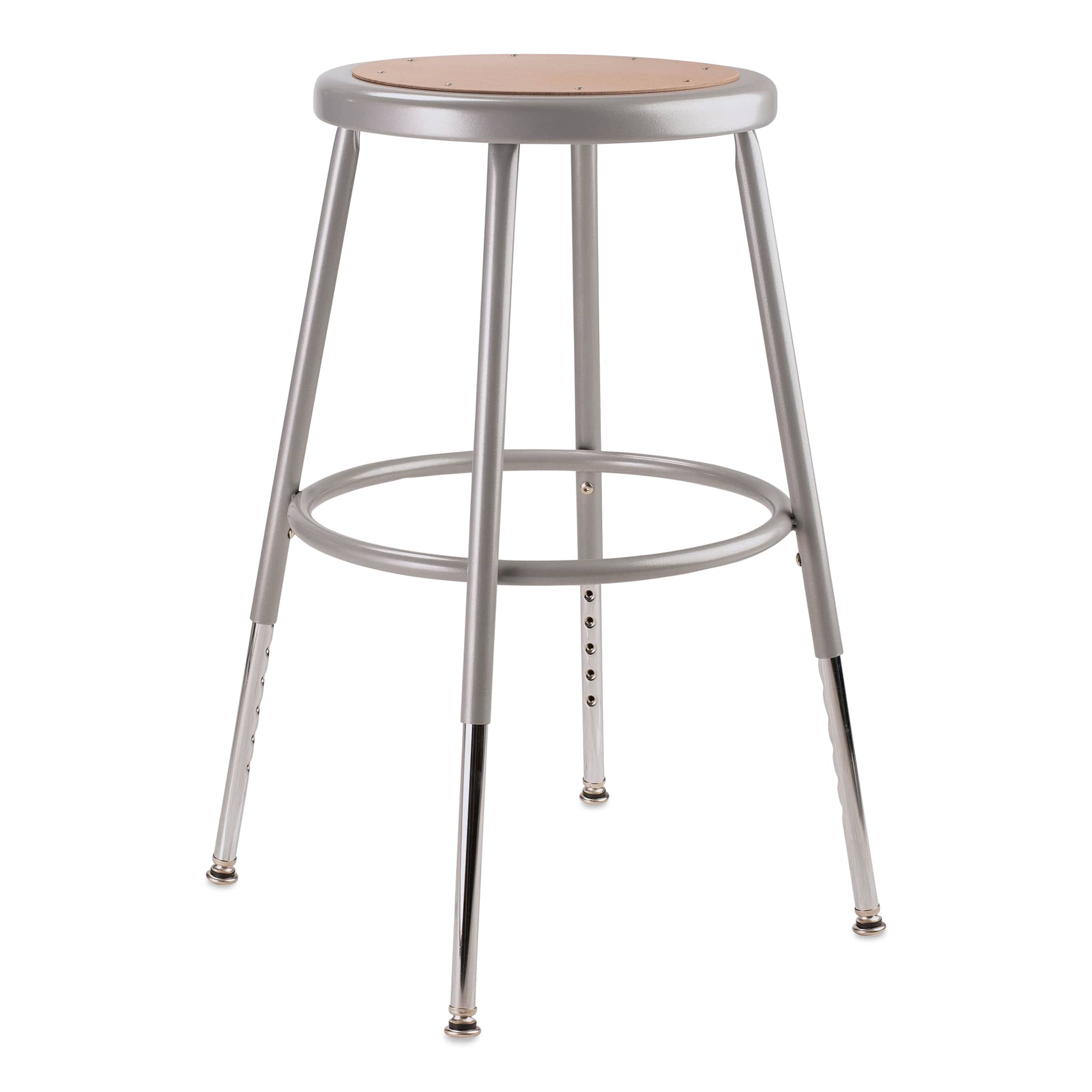 National Public Seating Corp. Adjustable Stool - Without Backrest, Gray, 19" to 27"