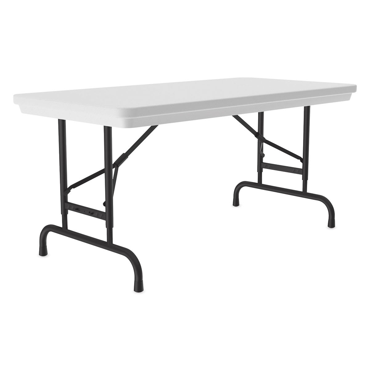 Correll 24D x 48L Heavy Duty Adjustable Height Plastic Folding Table- Gray Granite Top, Grey | Quill