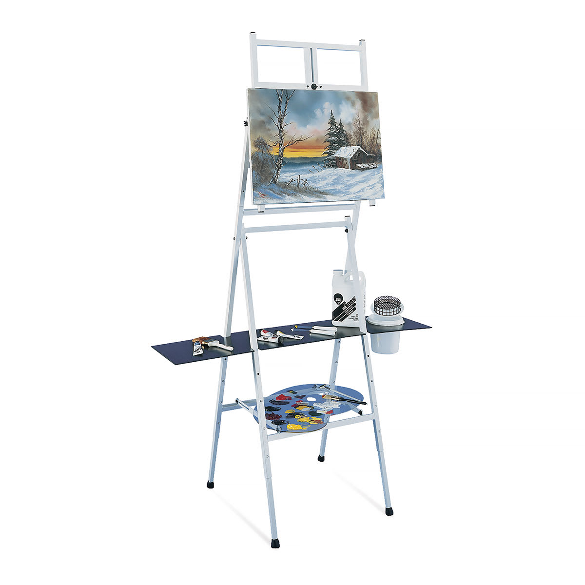 Bob Ross 2-in-1Floor Standing Tabletop Studio Easel - 4 Legged Metal (White)