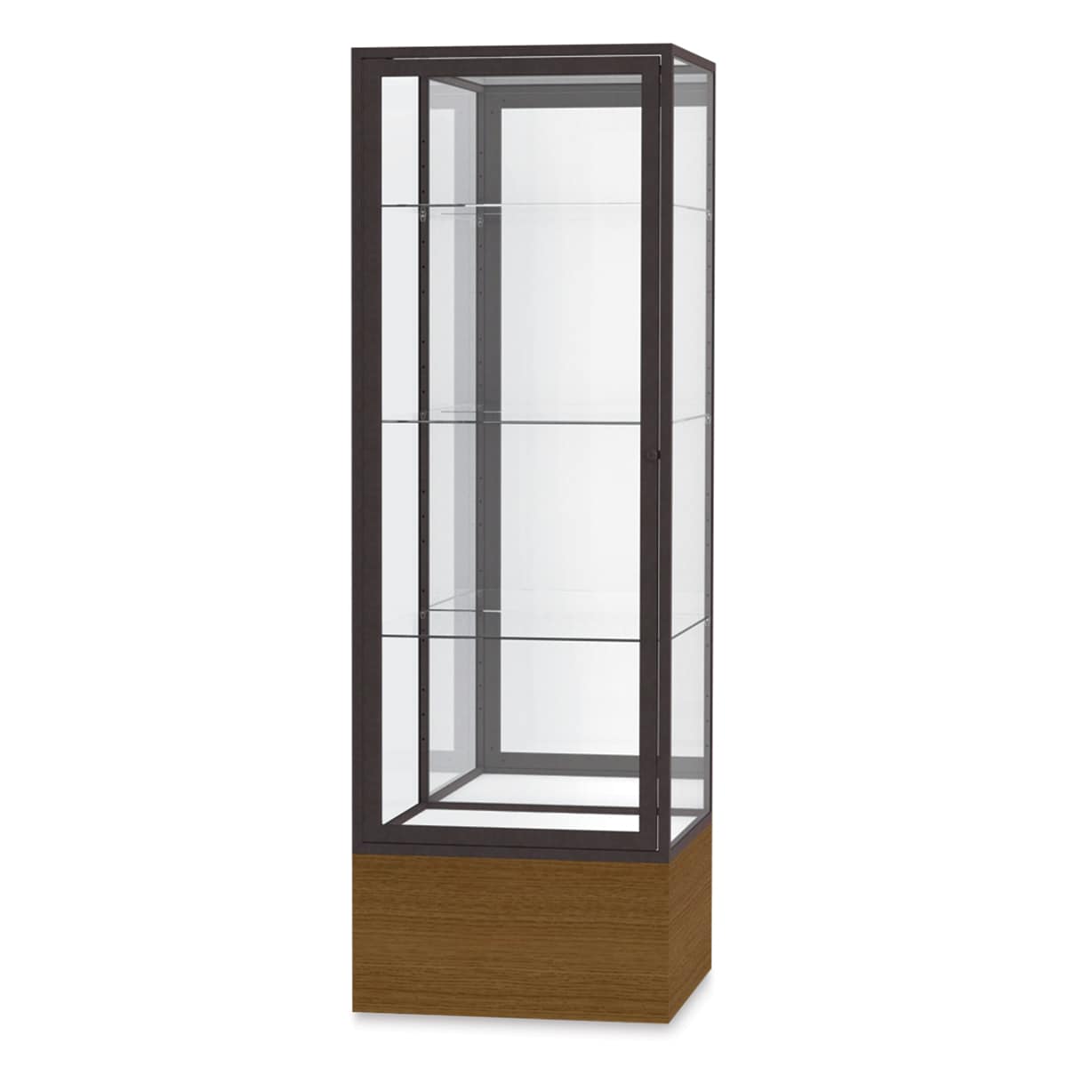 Ghent Keepsake 24"W x 72"H x 24"D Floor Case, Mirror Back, Dk. Bronze Finish, Lt. Oak Vinyl Base