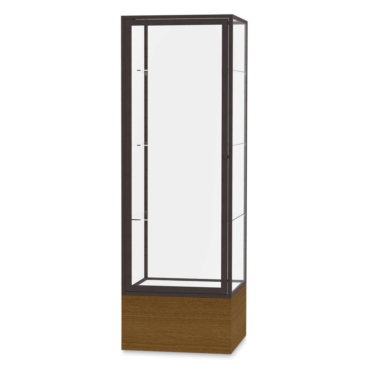 Ghent Keepsake 24"W x 72"H x 24"D Floor Case, Clear Back, Dk. Bronze Finish, Lt. Oak Vinyl Base