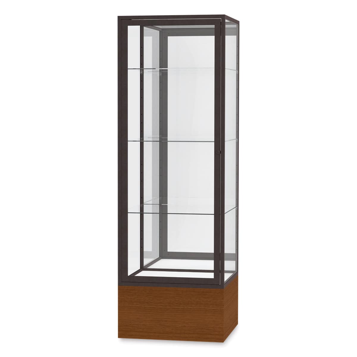 Ghent Keepsake 24"W x 72"H x 24"D Floor Case, Mirror Back, Dk. Bronze Finish, Carmel Oak Base