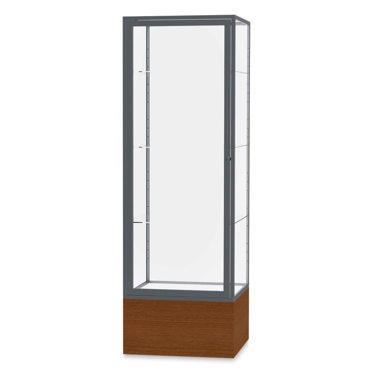Ghent Keepsake 24"W x 72"H x 24"D Floor Case, Clear Back, Satin Finish, Carmel Oak Base