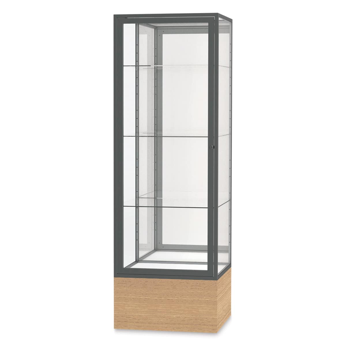 Ghent Keepsake 24"W x 72"H x 24"D Floor Case, Mirror Back, Satin Finish, Autumn Oak Base