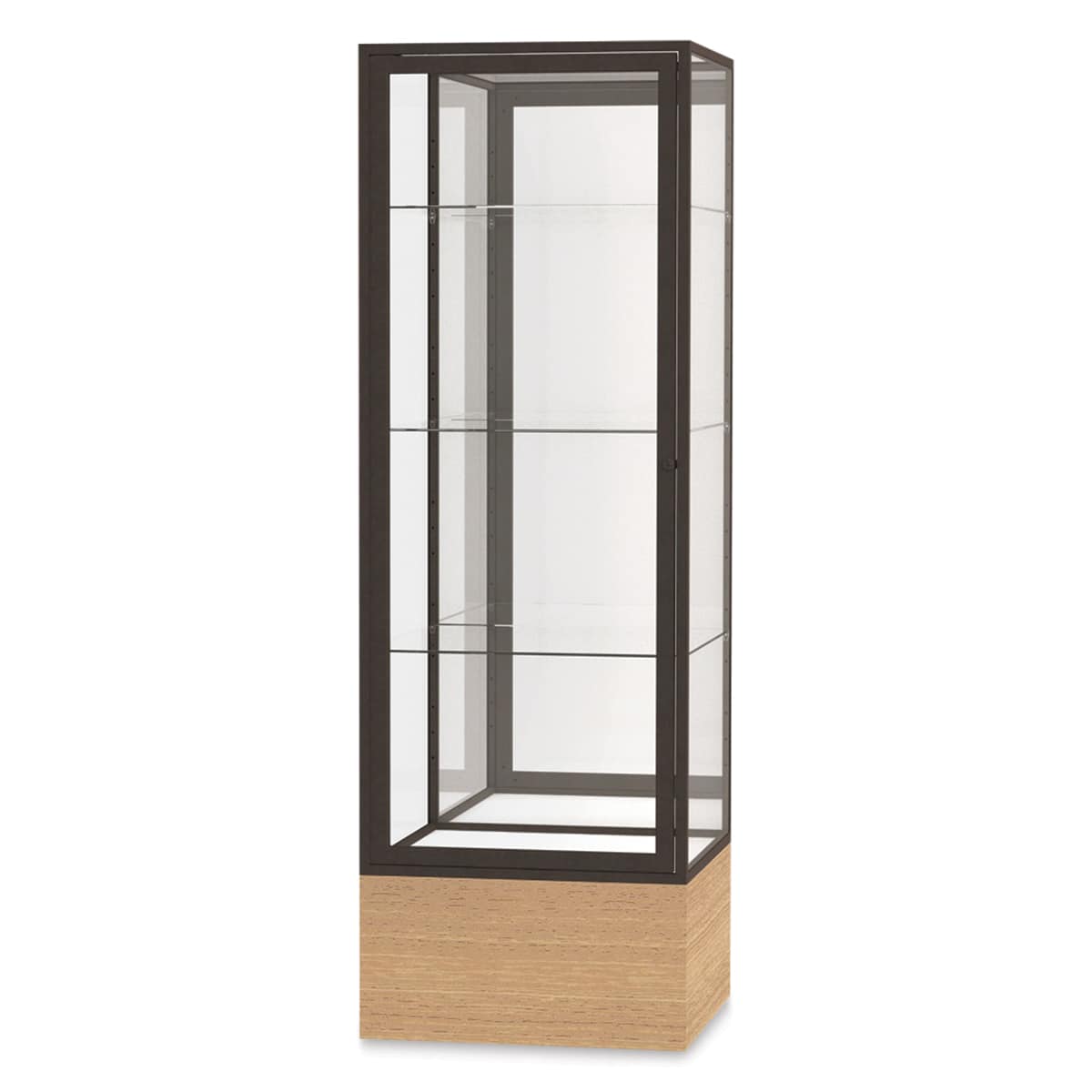 Ghent Keepsake 24"W x 72"H x 24"D Floor Case, Mirror Back, Dk. Bronze Finish, Autumn Oak Base