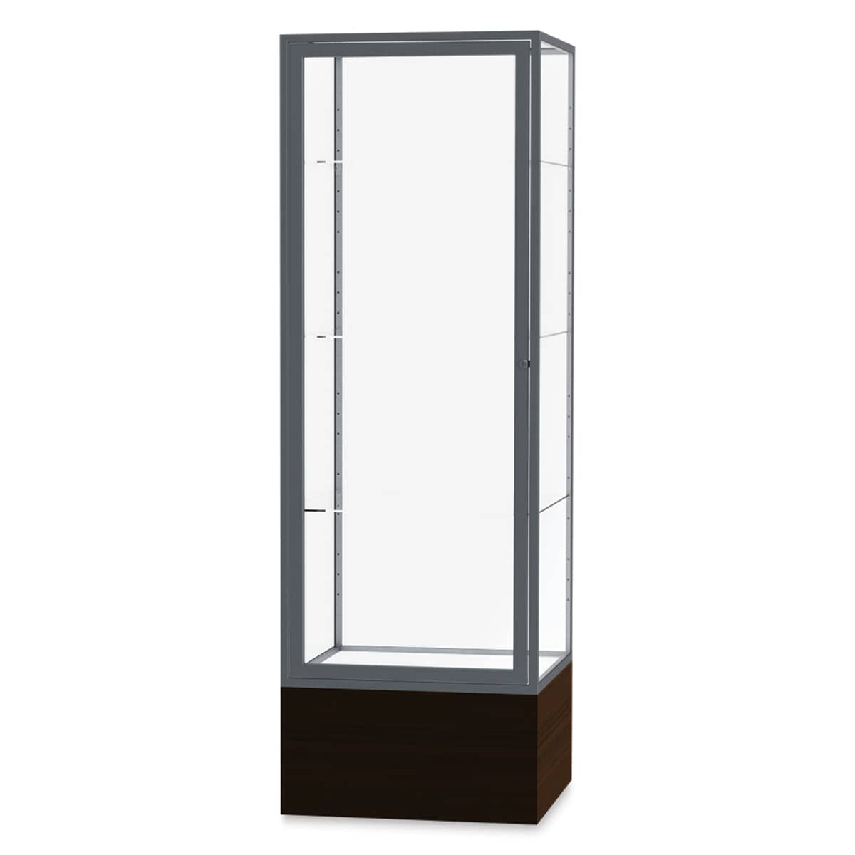 Ghent Keepsake 24"W x 72"H x 24"D Floor Case, Clear Back, Satin Finish, Walnut Vinyl Base