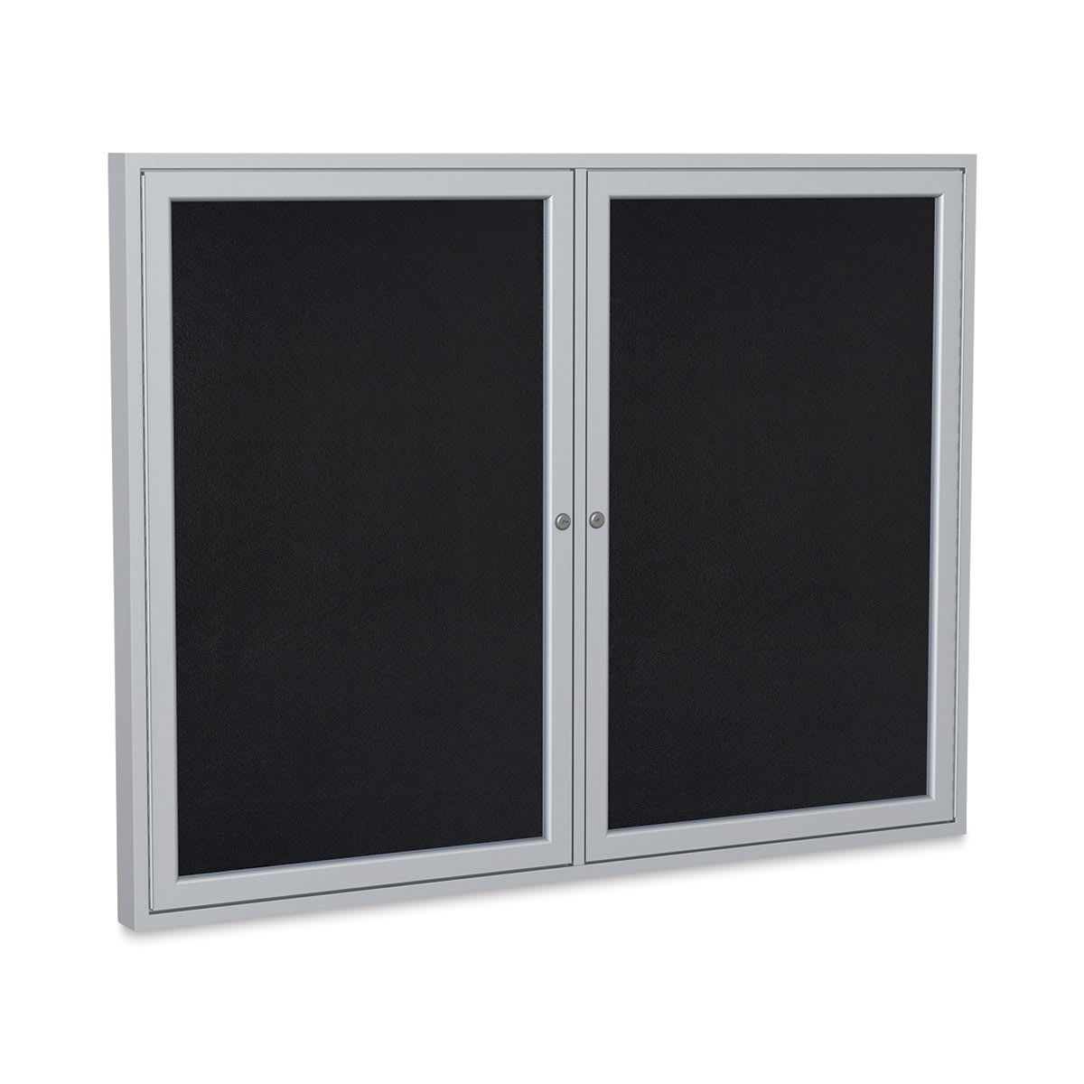 Ghent PA23660TR-BK 36 in. x 60 in. 2-Door Satin Aluminum Frame Enclosed Recycled Rubber Tackboard - Black