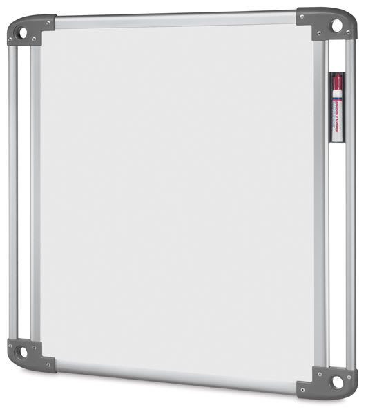 Dry Erase Board, Plastic, 27 7/8 in, 27 7/8 in, Aluminum Frame, White, Matte