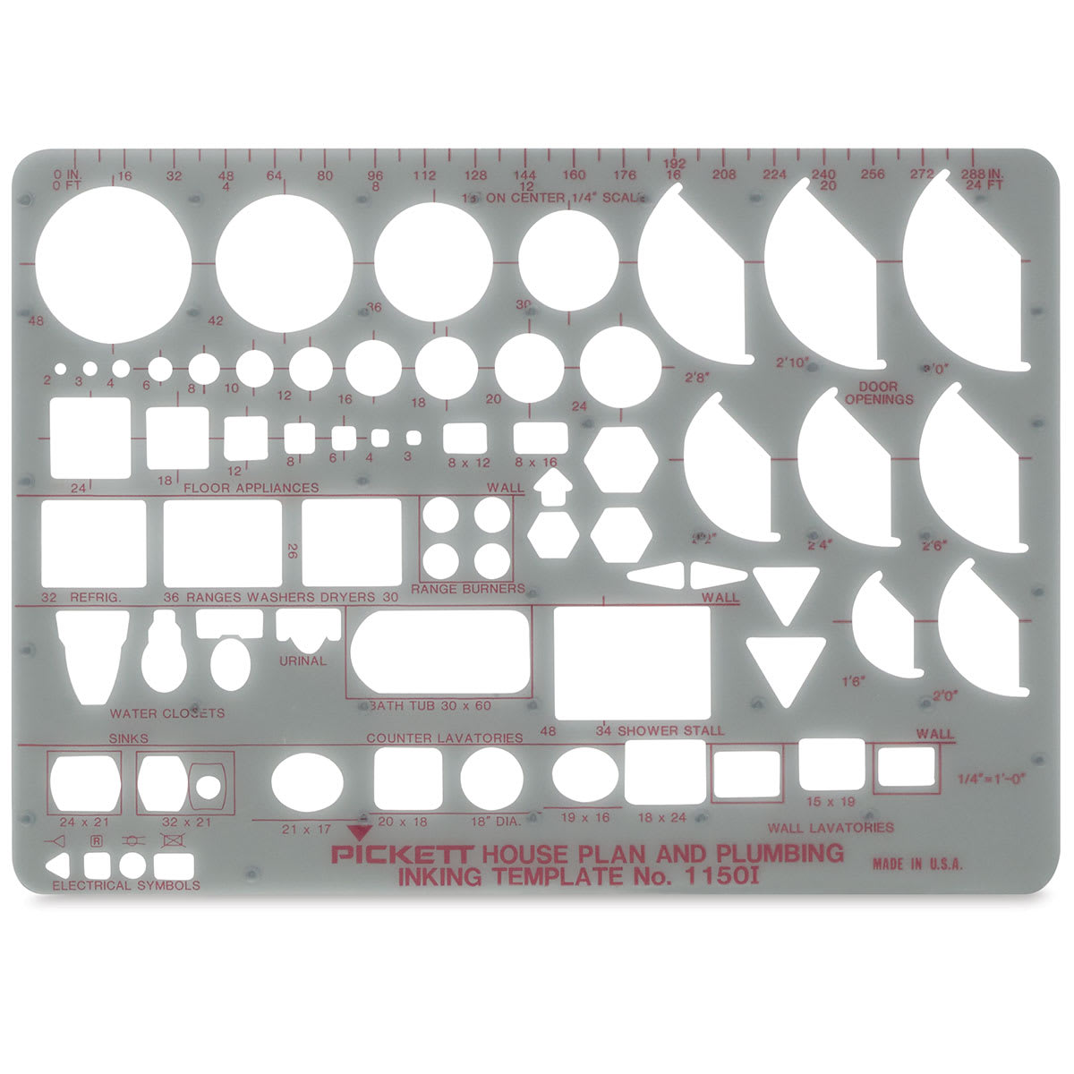 Chartpak Pickett Template - 1150i House Plan and Plumbing