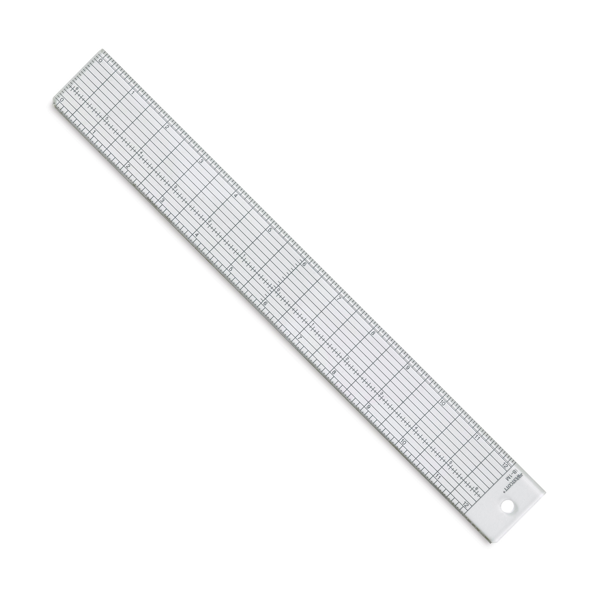 Rulers, 1.5 x 12.5 Grid Ruler with Metal Cutting Edge