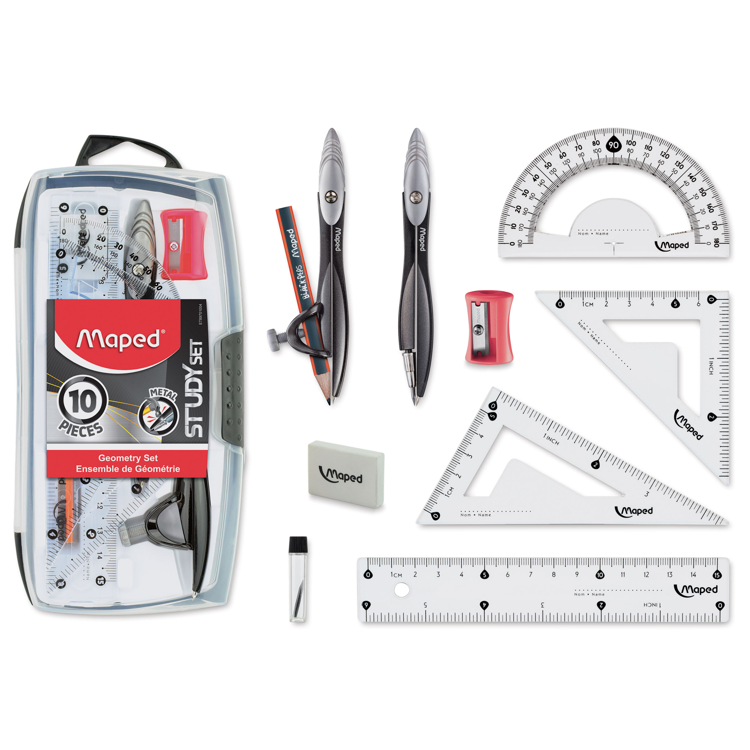Maped USA Study 10 Piece Compass Set, 10/ST, 4 ST/BD | Quill