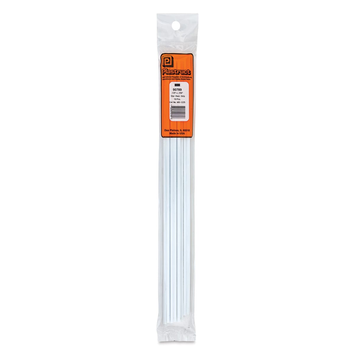 Plastruct Plastic Strip - Pkg of 10, 0.125" H × 0.25" W × 10" L