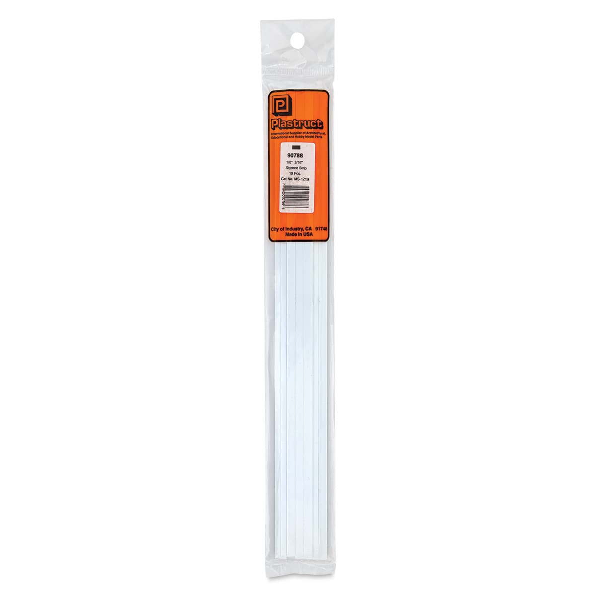 Plastruct Plastic Strip - Pkg of 10, 0.125" H × 0.187" W × 10" L