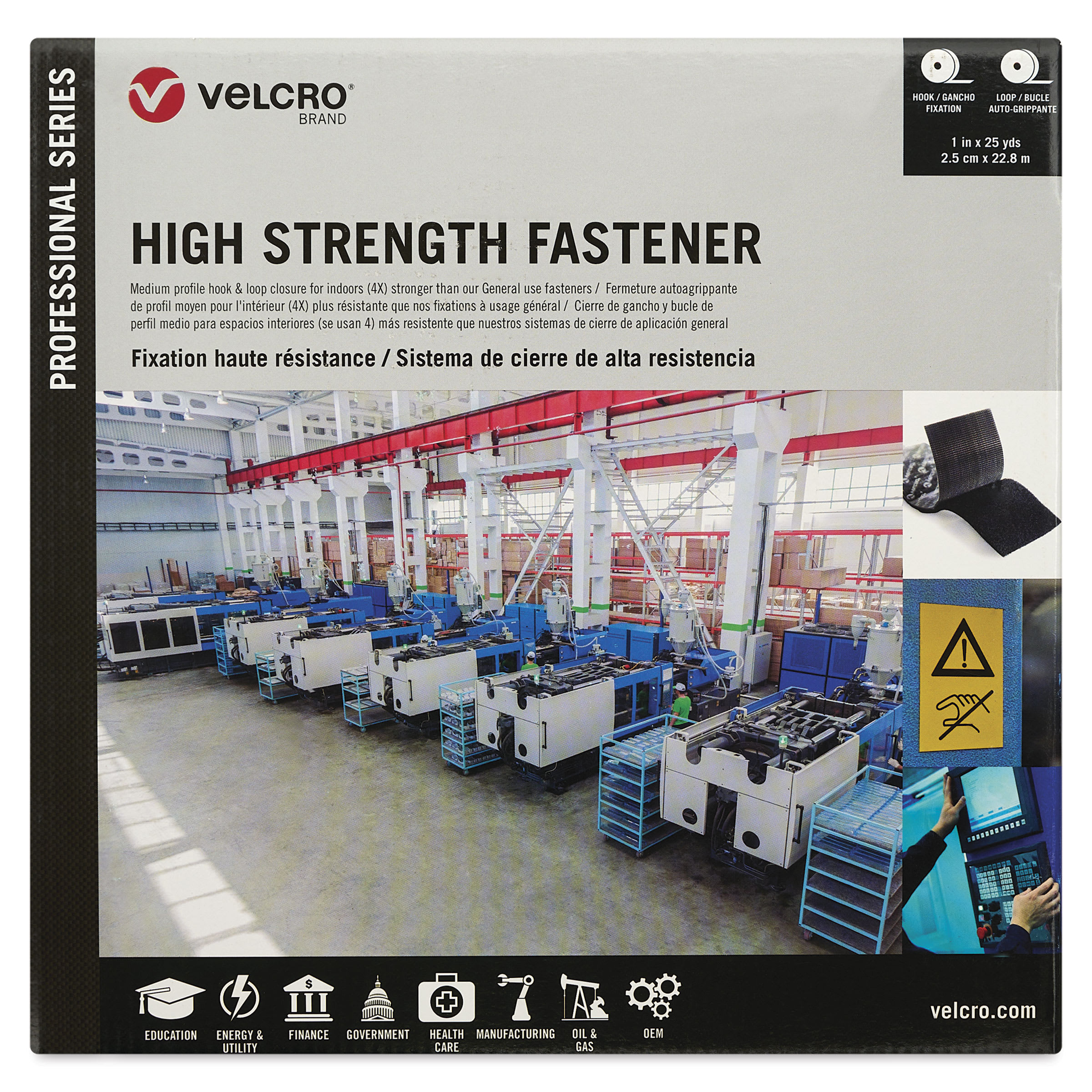 Velcro Professional Series High Strength Hook and Loop Roll Fastener, 1 x 75, Black (31306) | Quill