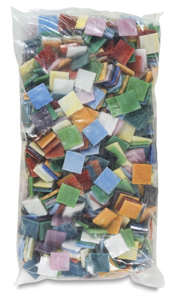 248237 Stained Glass Square Mosaic Tile Assortment, 0.75 x 0.75 in., Assorted Color, 4 lbs Bag - Pack of 450