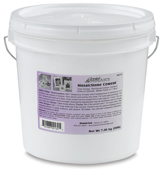 411525 Diamond Tech Fast Dry Mosaic Stone Cement, 20 lbs Bucket, White