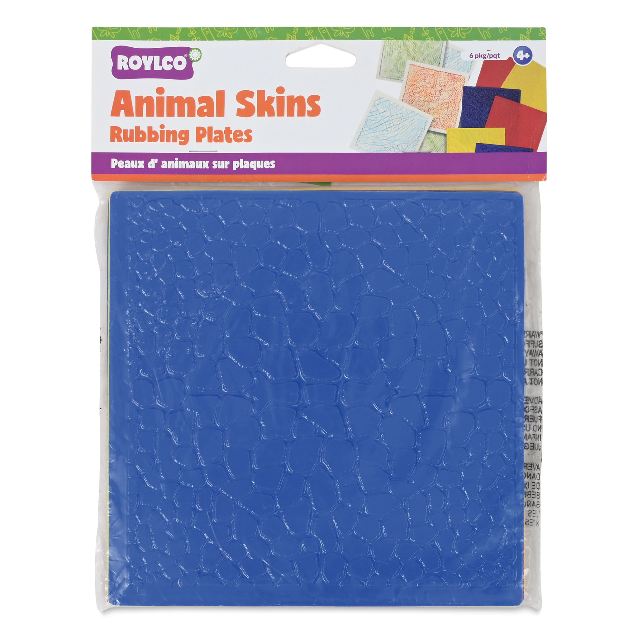 Roylco Rubbing Plates - Animal Skins, 7" x 7", Set of 6