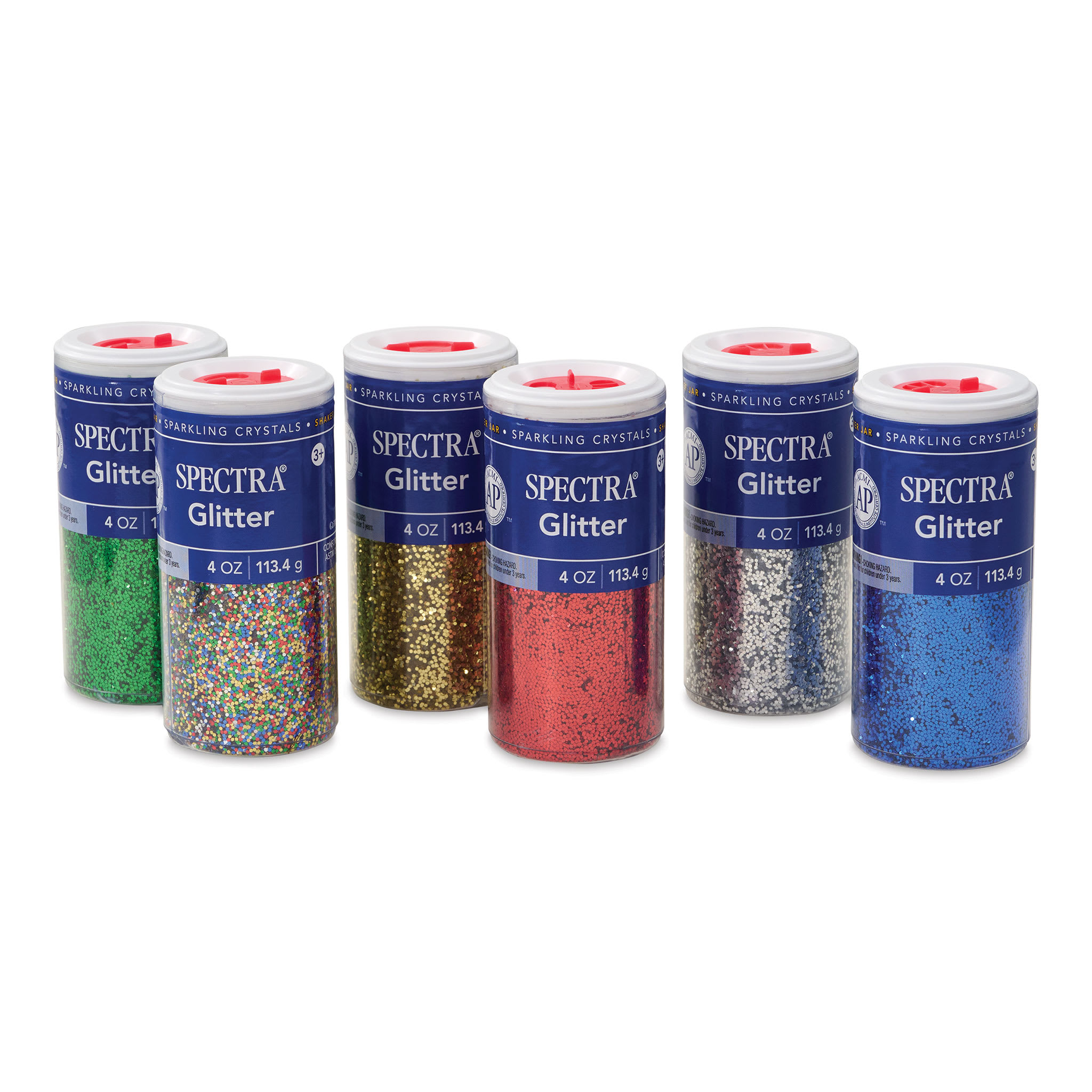 Pacon 91370 Spectra Glitter 6-Color Assortment- 4 oz. Shaker-Top Jars- 6/Pack
