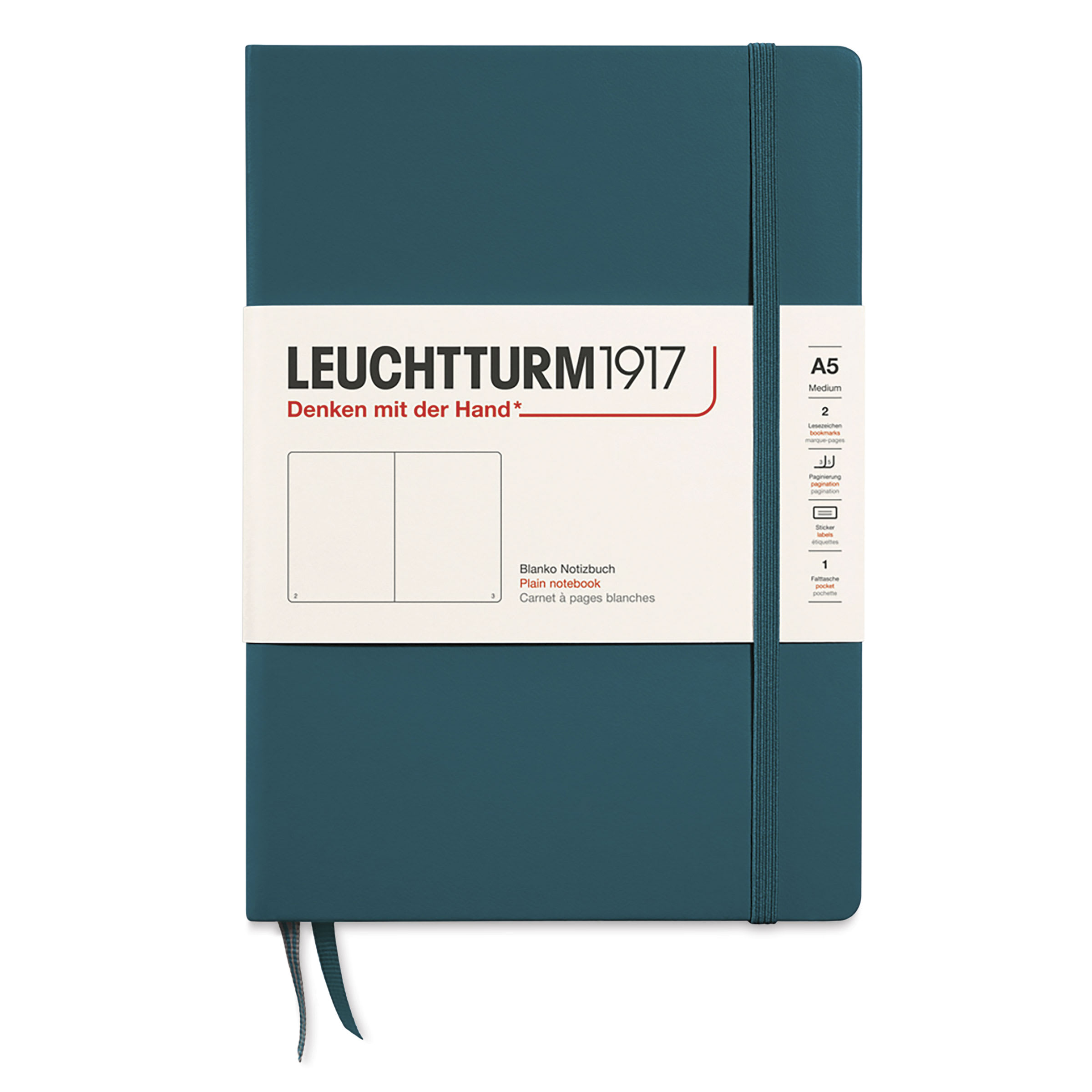 Leuchtturm1917 Blank Hardcover Notebook - Pacific Green, 5-3/4" x 8-1/4"