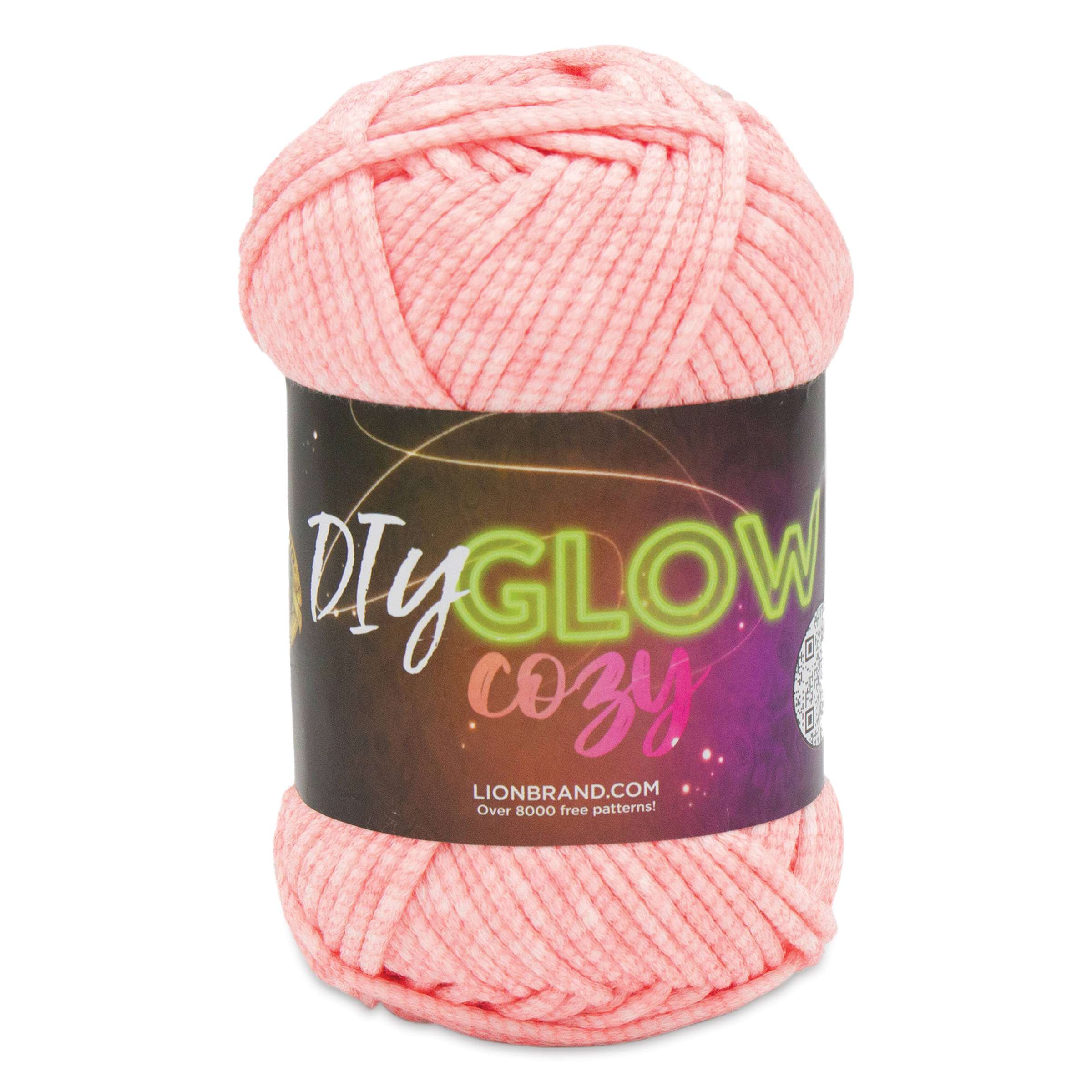Lion Brand Glow Cozy Yarn - Pink, 79 yds