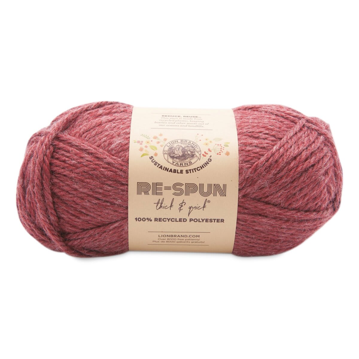 Lion Brand Re-Spun Thick & Quick Yarn - Dark Cherry, 223 yds