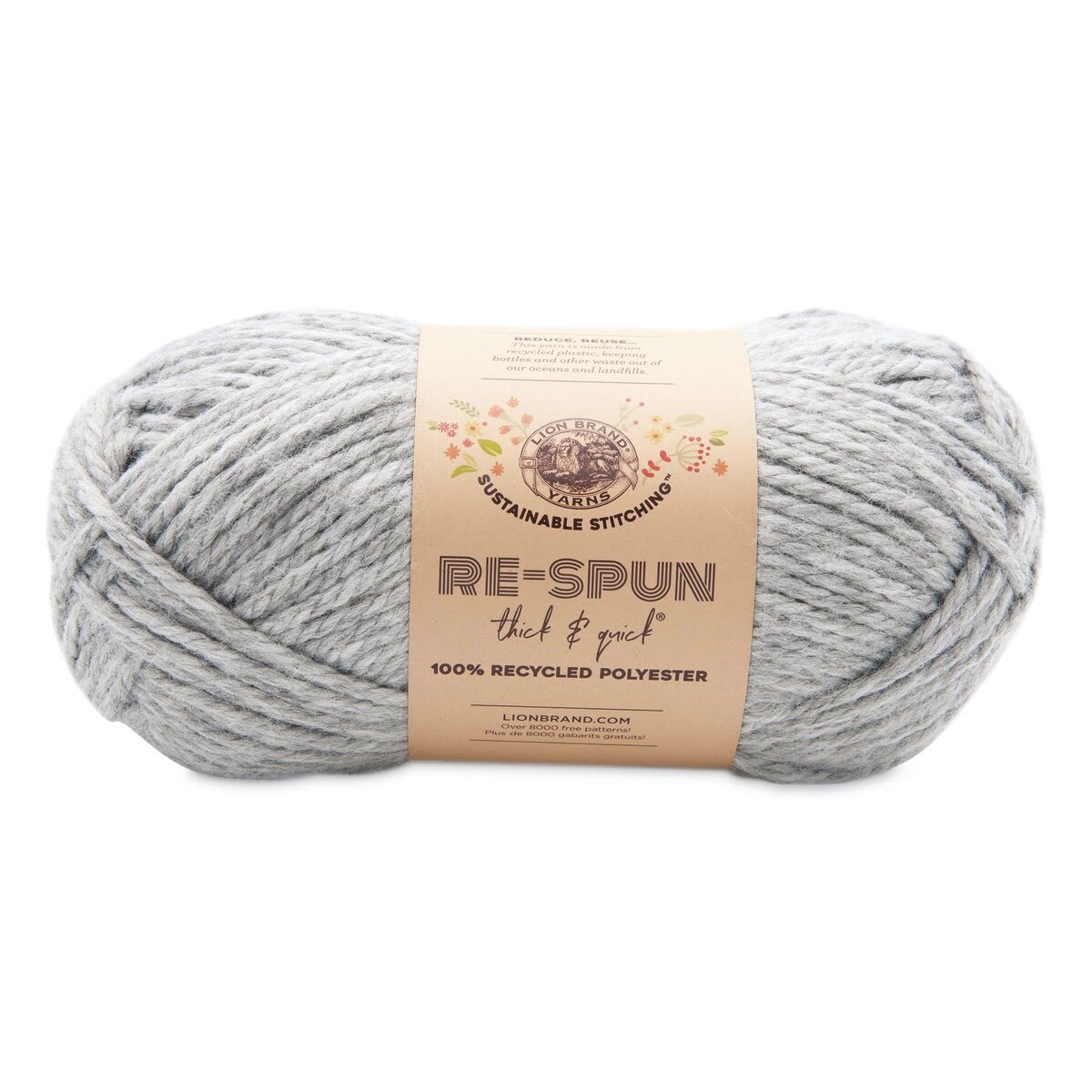 Lion Brand Re-Spun Thick & Quick Yarn - Silver, 223 yds