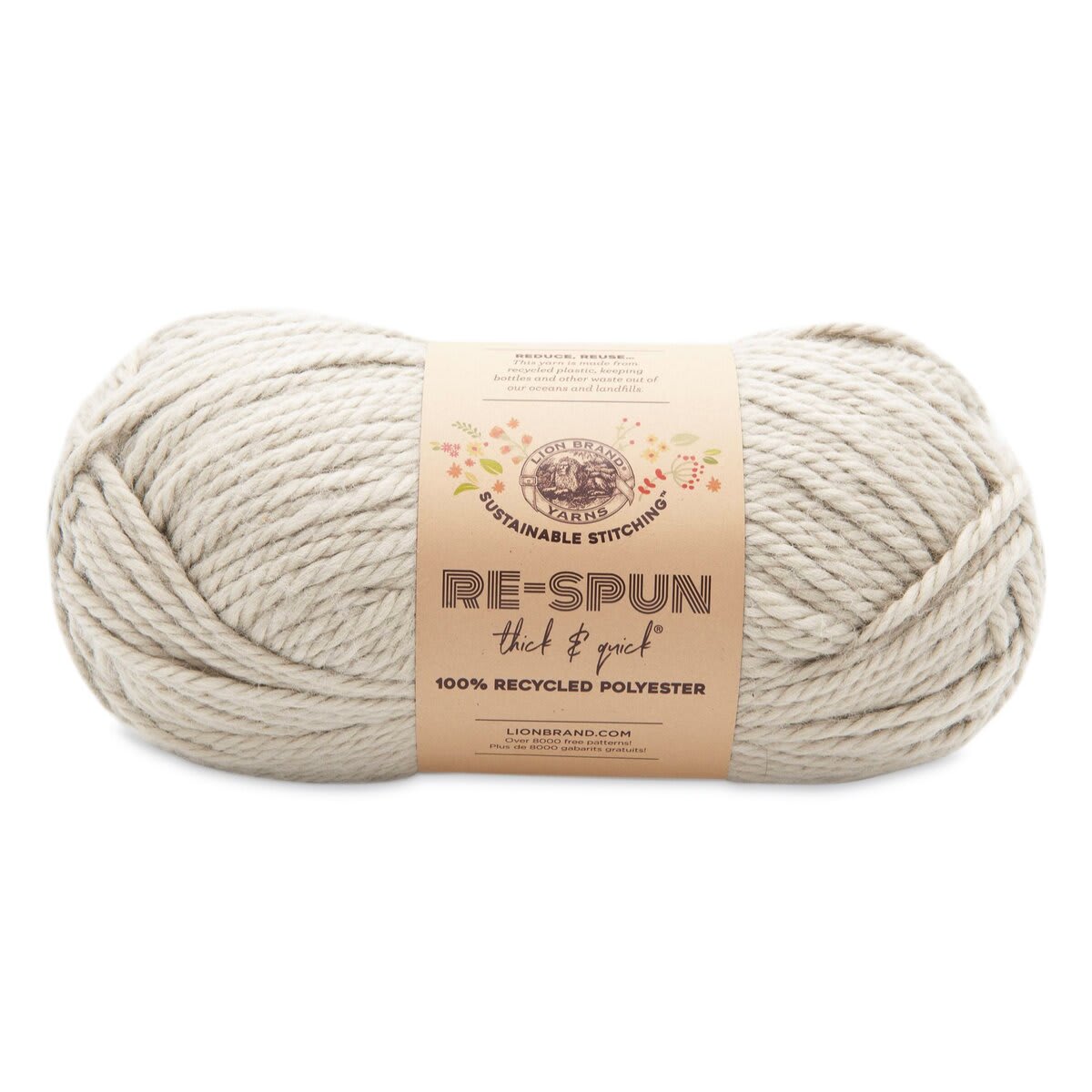 Lion Brand Re-Spun Thick & Quick Yarn - Pumice Stone, 223 yds