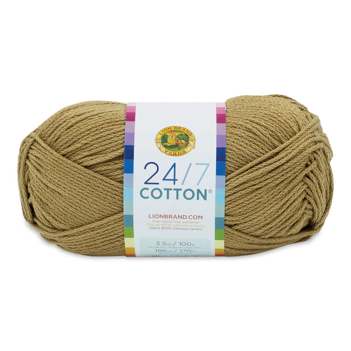 Lion Brand 24/7 Cotton Yarn - Hay Bale, 186 yards