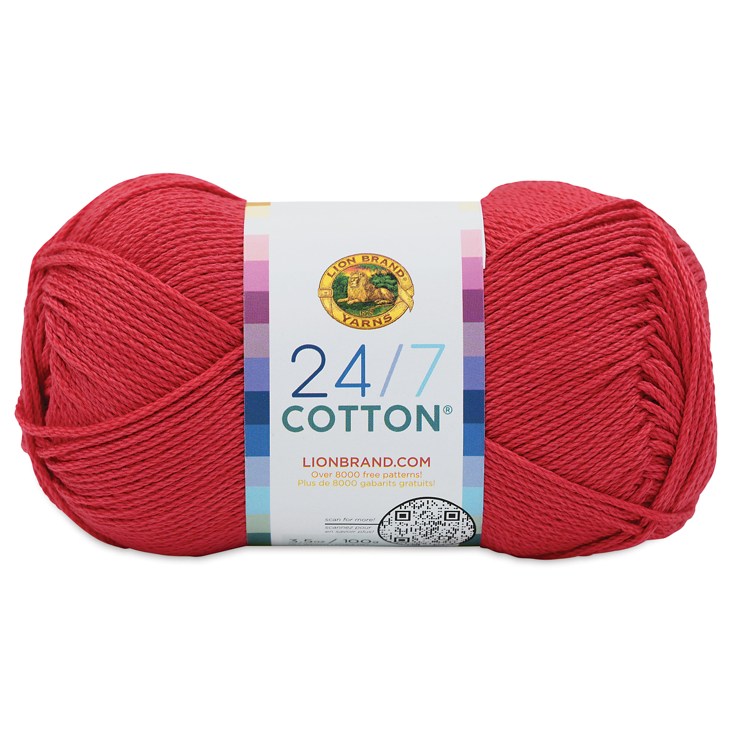 Lion Brand 24/7 Cotton Yarn - Cherry Pop, 186 yards