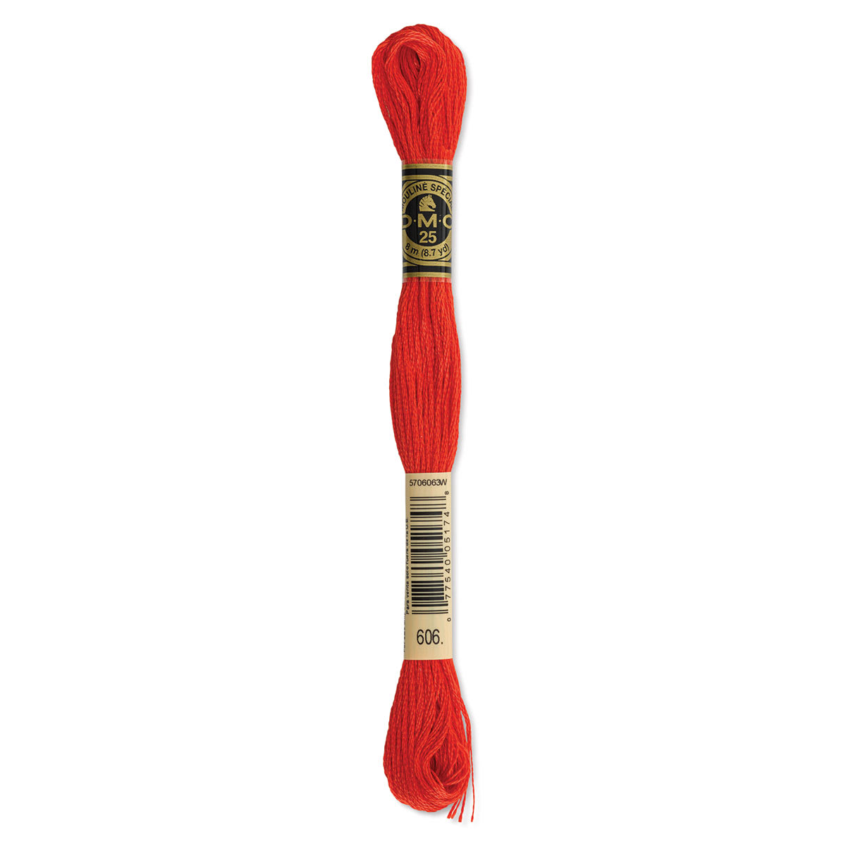 DMC® 117 6 Strand Cotton Embroidery Floss, Red in 606 Bright Orange-Red | 8 m