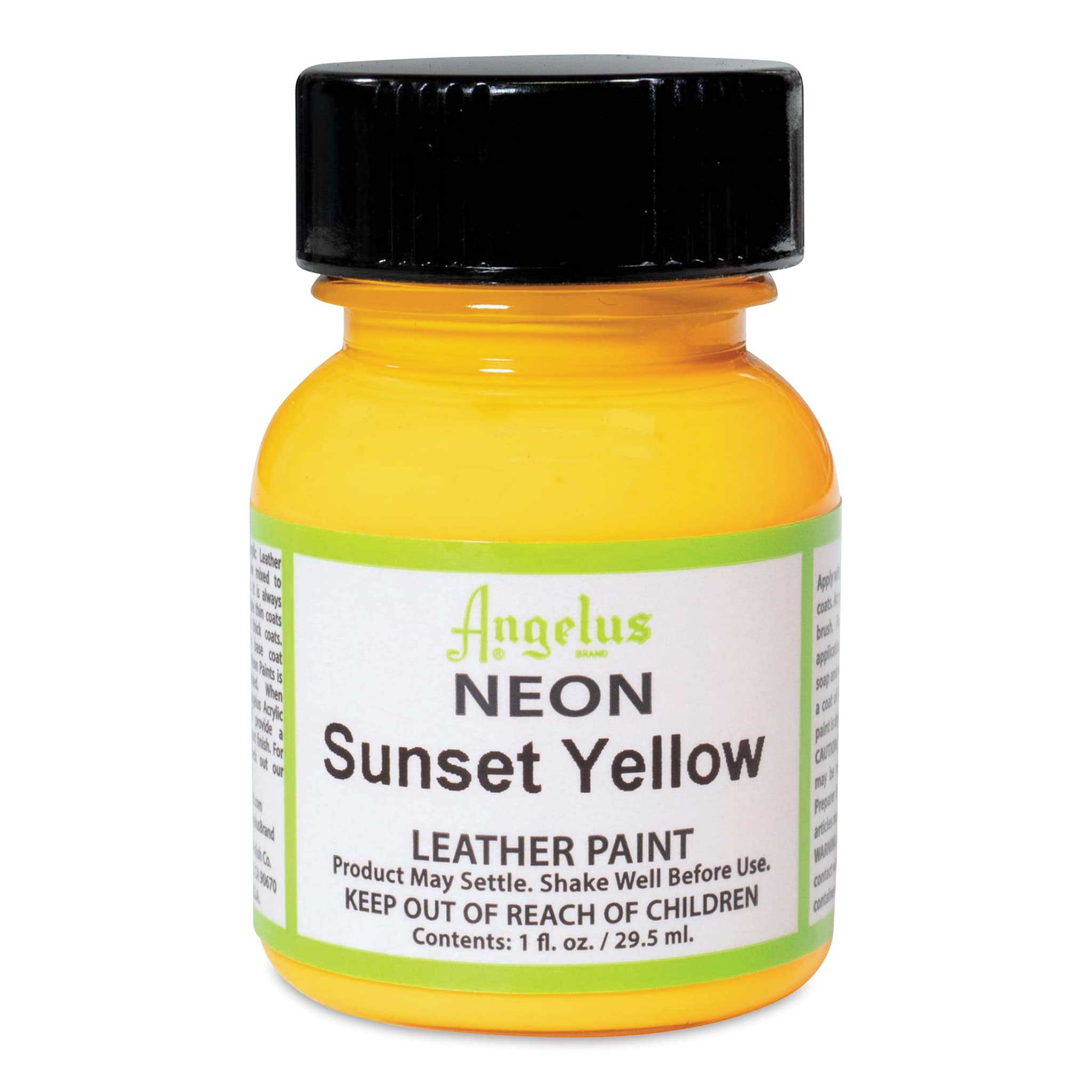 Angelus Acrylic Leather Paint - Neon Sunset Yellow, 1 oz