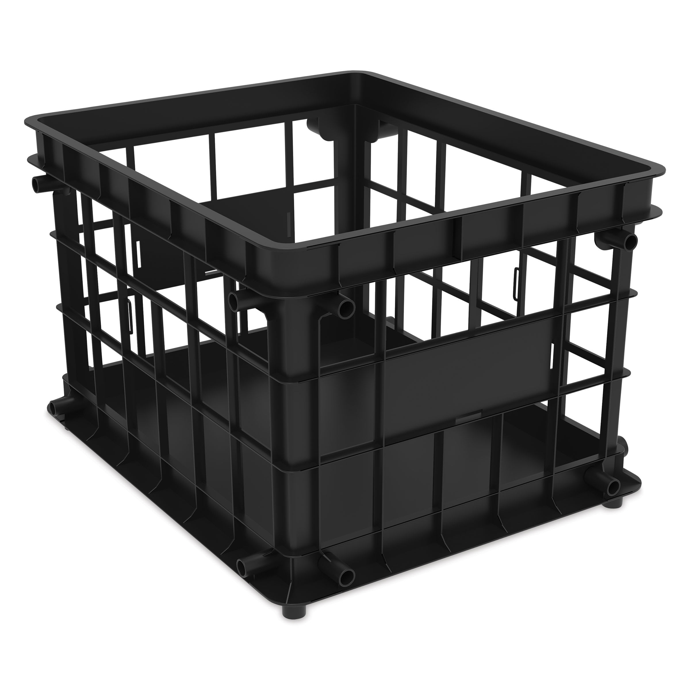 Storex Storage Crate  Black Pkg of 3