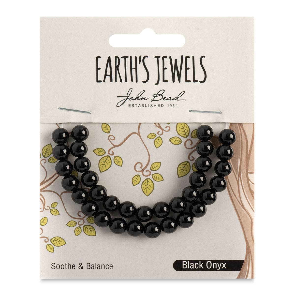 John Bead Earth's Jewels Natural Stone Round Beads, 6mm in Black Onyx | 6 mm