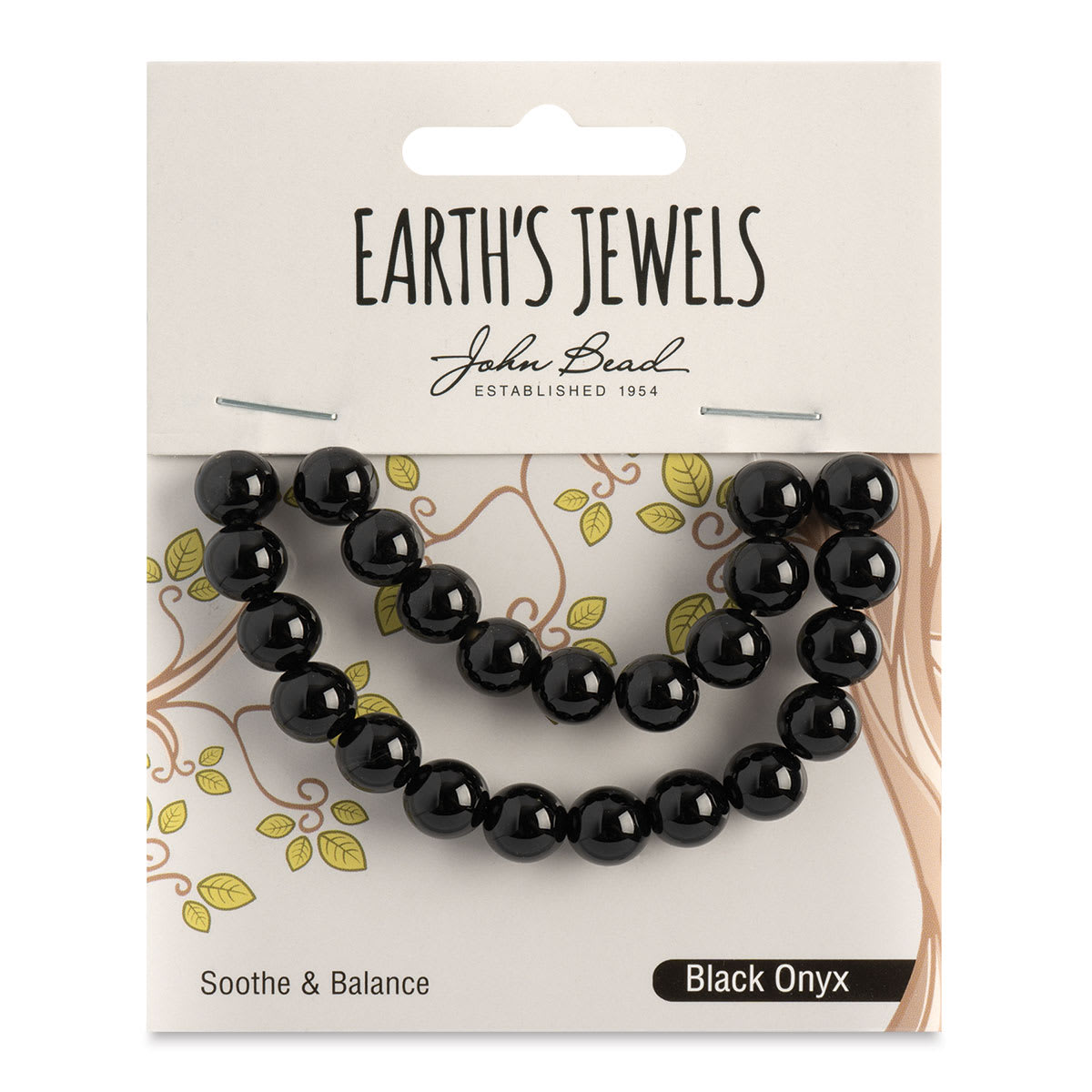 John Bead Earth's Jewels Natural Stone Round Beads, 8mm in Black Onyx | 8 mm