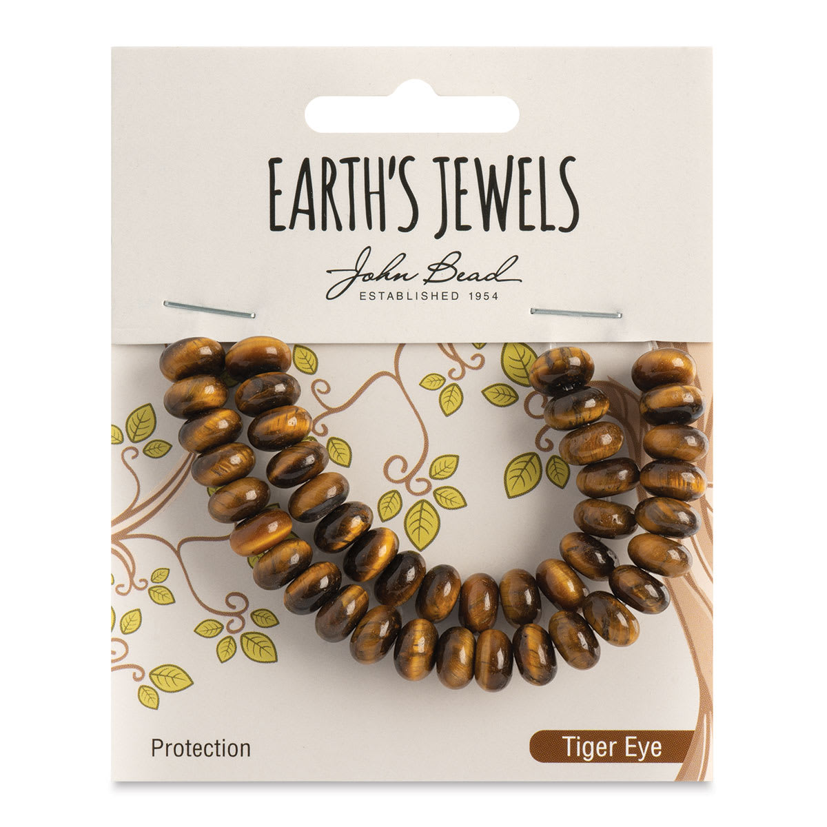 John Bead Earths Jewels Tiger Eye Beads  Donut Rondelle Pkg of 41 5 mm x 8 mm