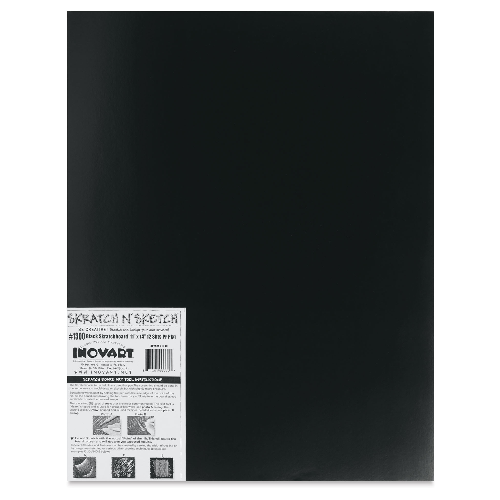 Inovart Skratch N' Sketch Scratchboards - 11" x 14", Pkg of 12